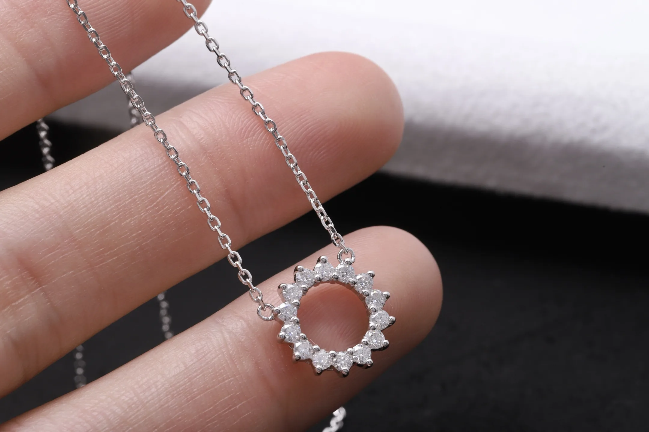 Sunburst Halo Pendant Necklace (Sterling Silver) D21516923 — view 5