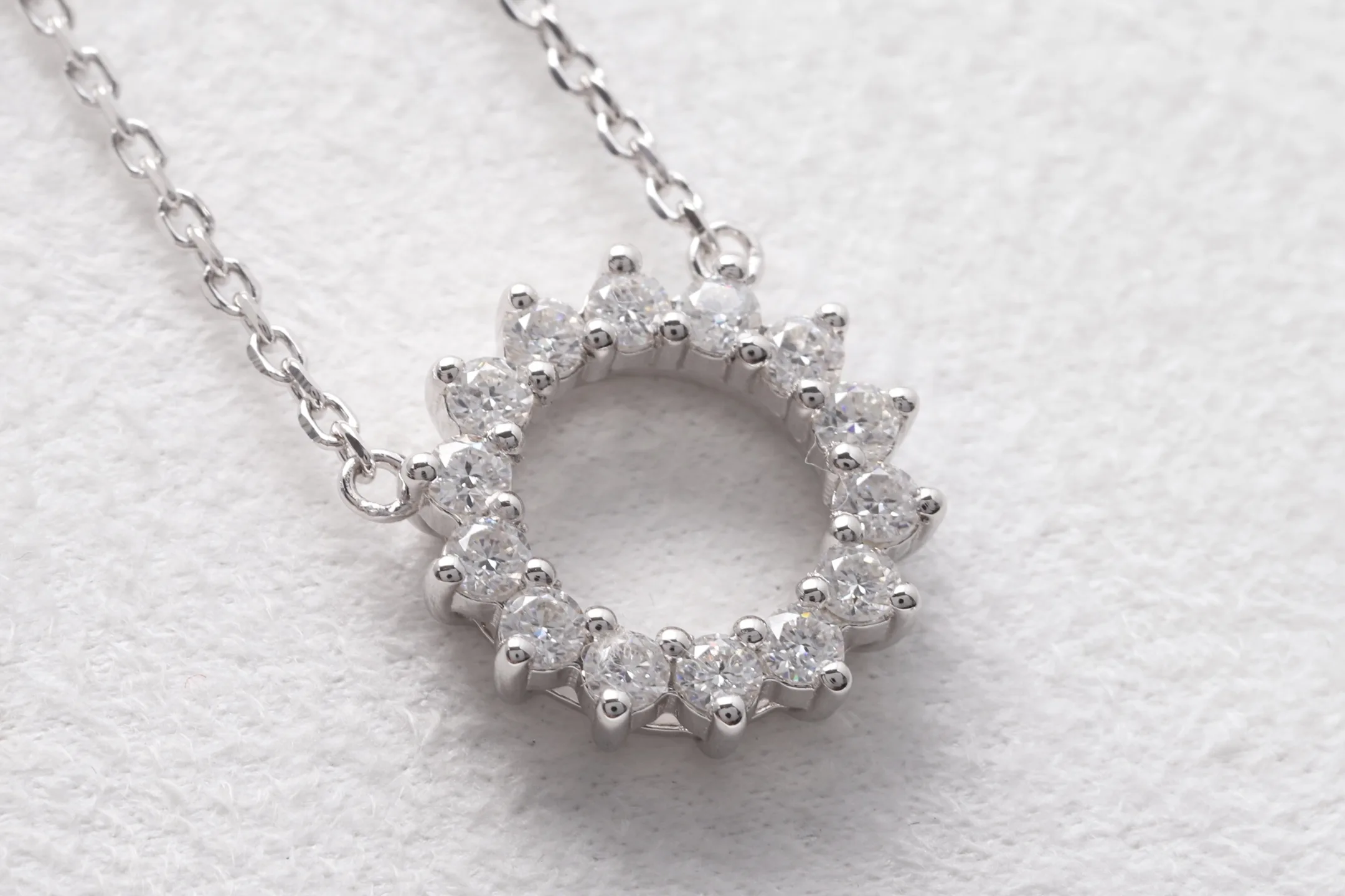 Sunburst Halo Pendant Necklace (Sterling Silver) D21516923 — view 7