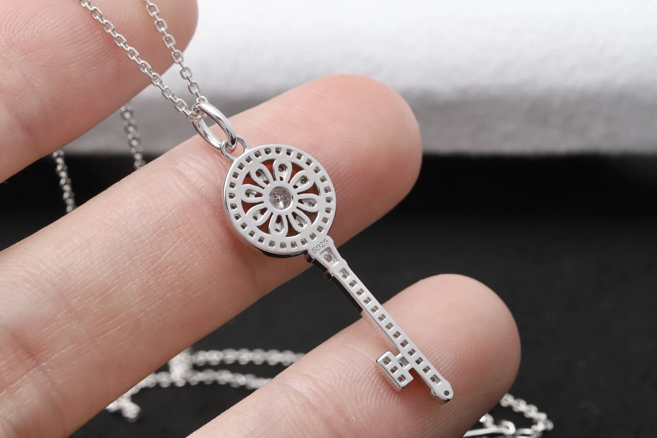 Sunflower Key Pendant Necklace (Sterling Silver) D27516863 — view 5