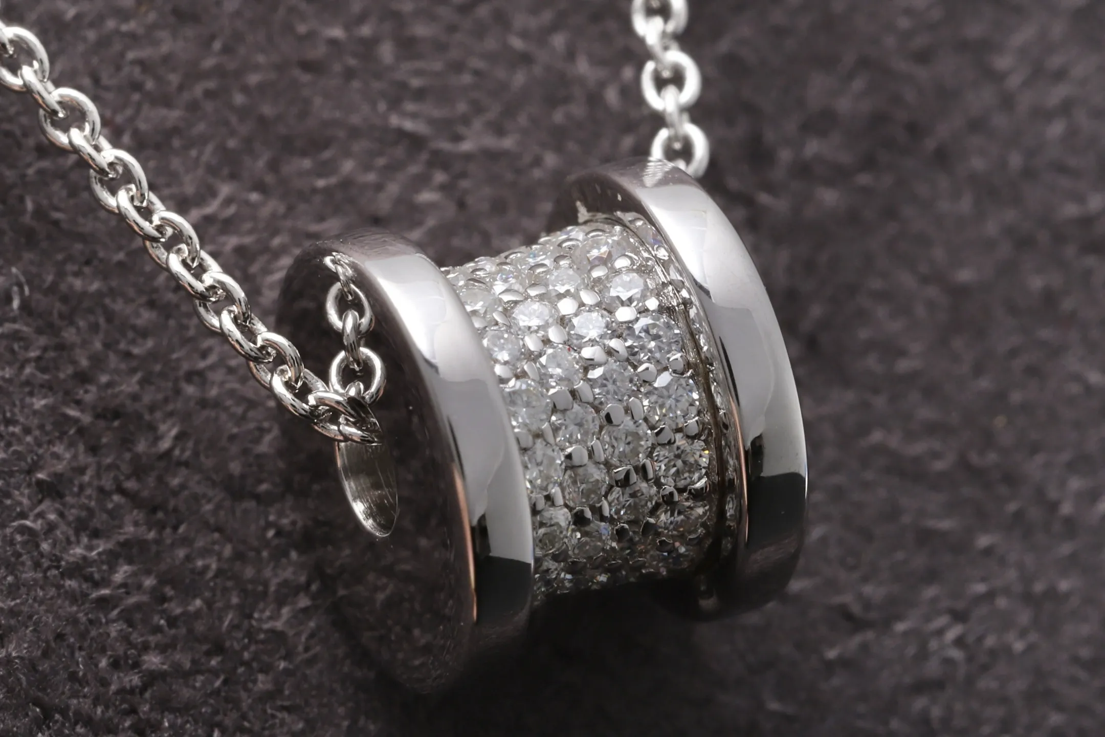 Cylindrical Pavé Moissanite Pendant Necklace (Sterling Silver) D29016926 — view 3