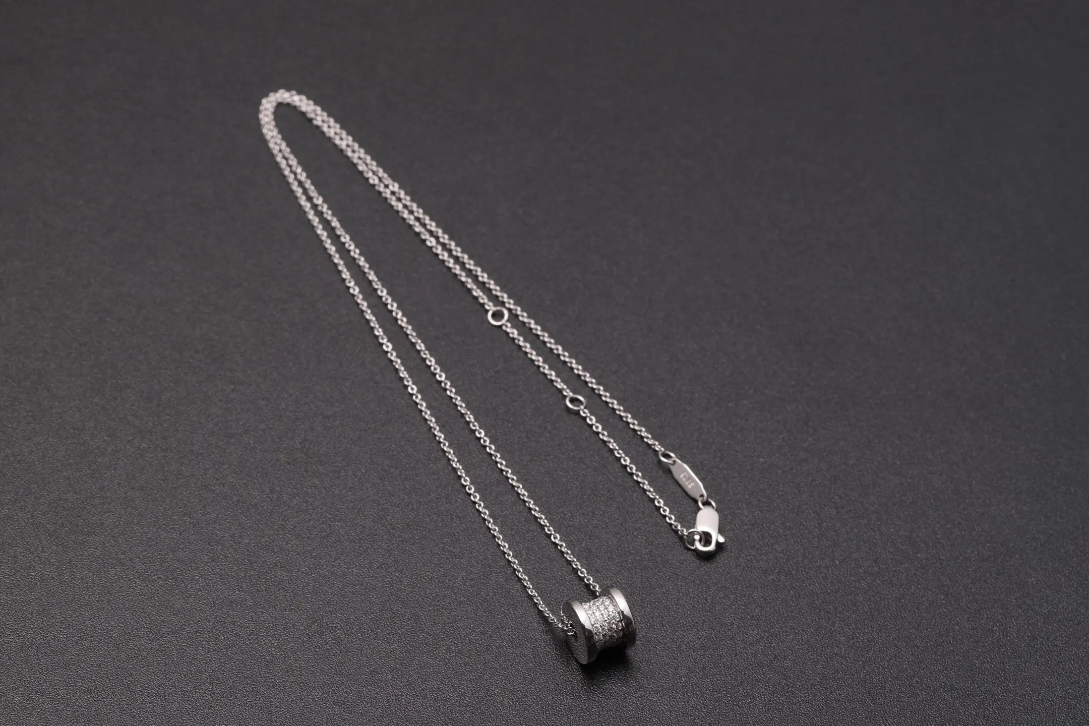 Cylindrical Pavé Moissanite Pendant Necklace (Sterling Silver) D29016926 — view 7