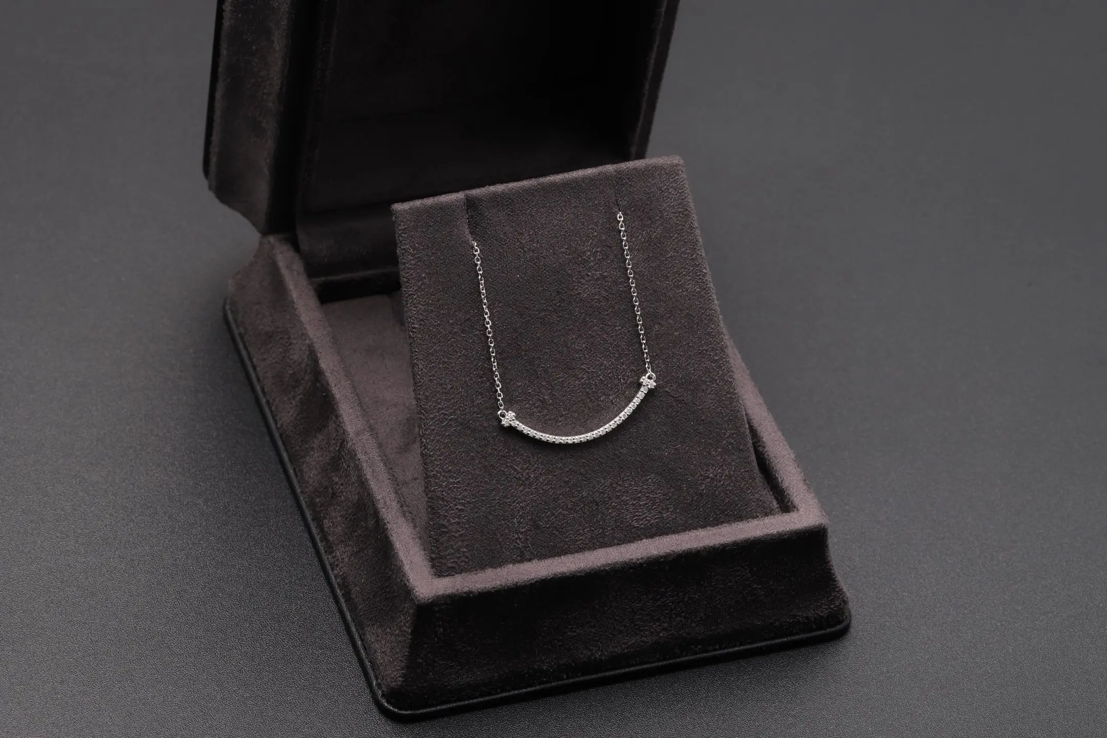 Smile Pavé Diamond Pendant Necklace (Sterling Silver) D18516925 — view 2