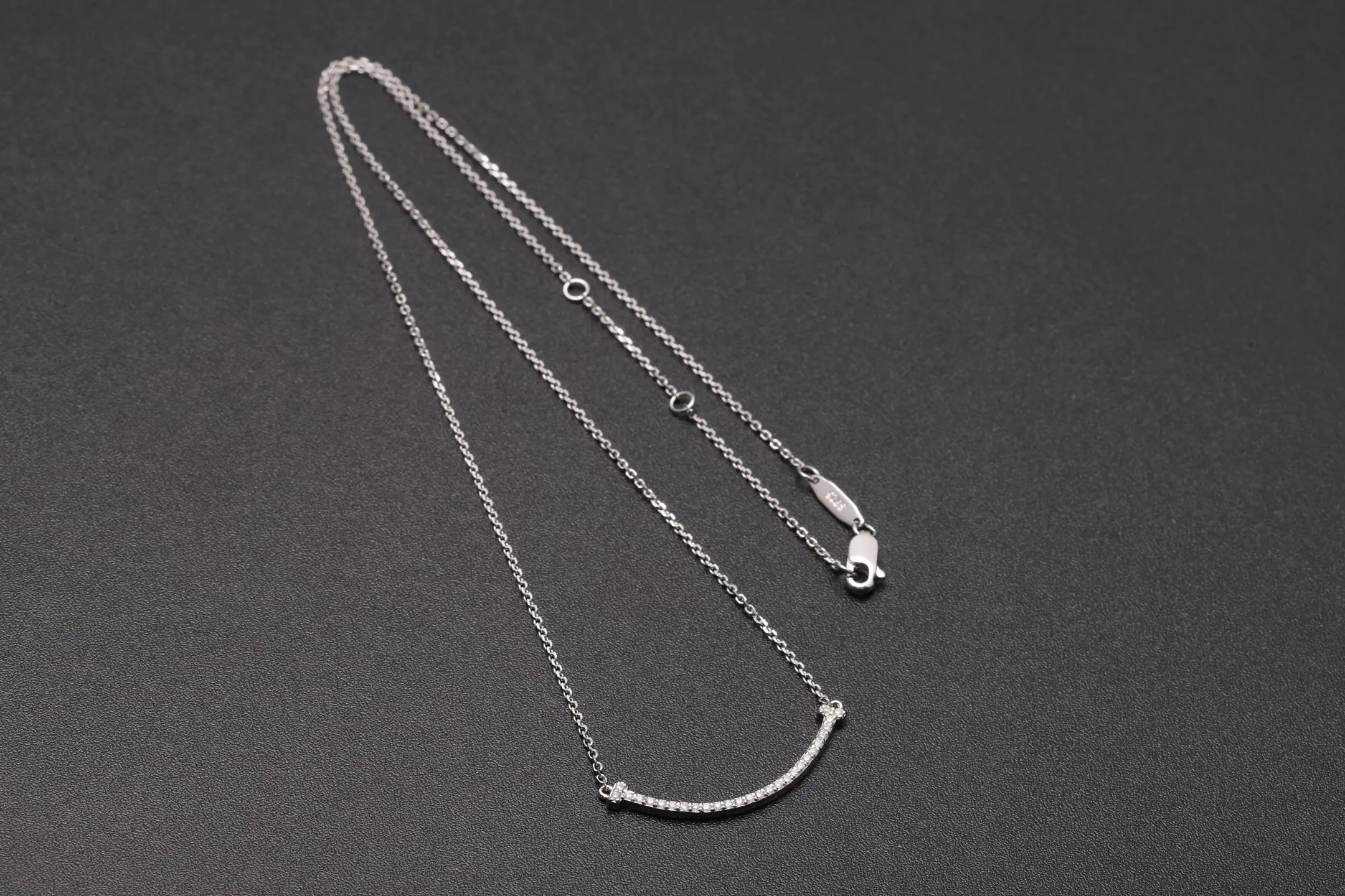 Smile Pavé Diamond Pendant Necklace (Sterling Silver) D18516925 — view 7