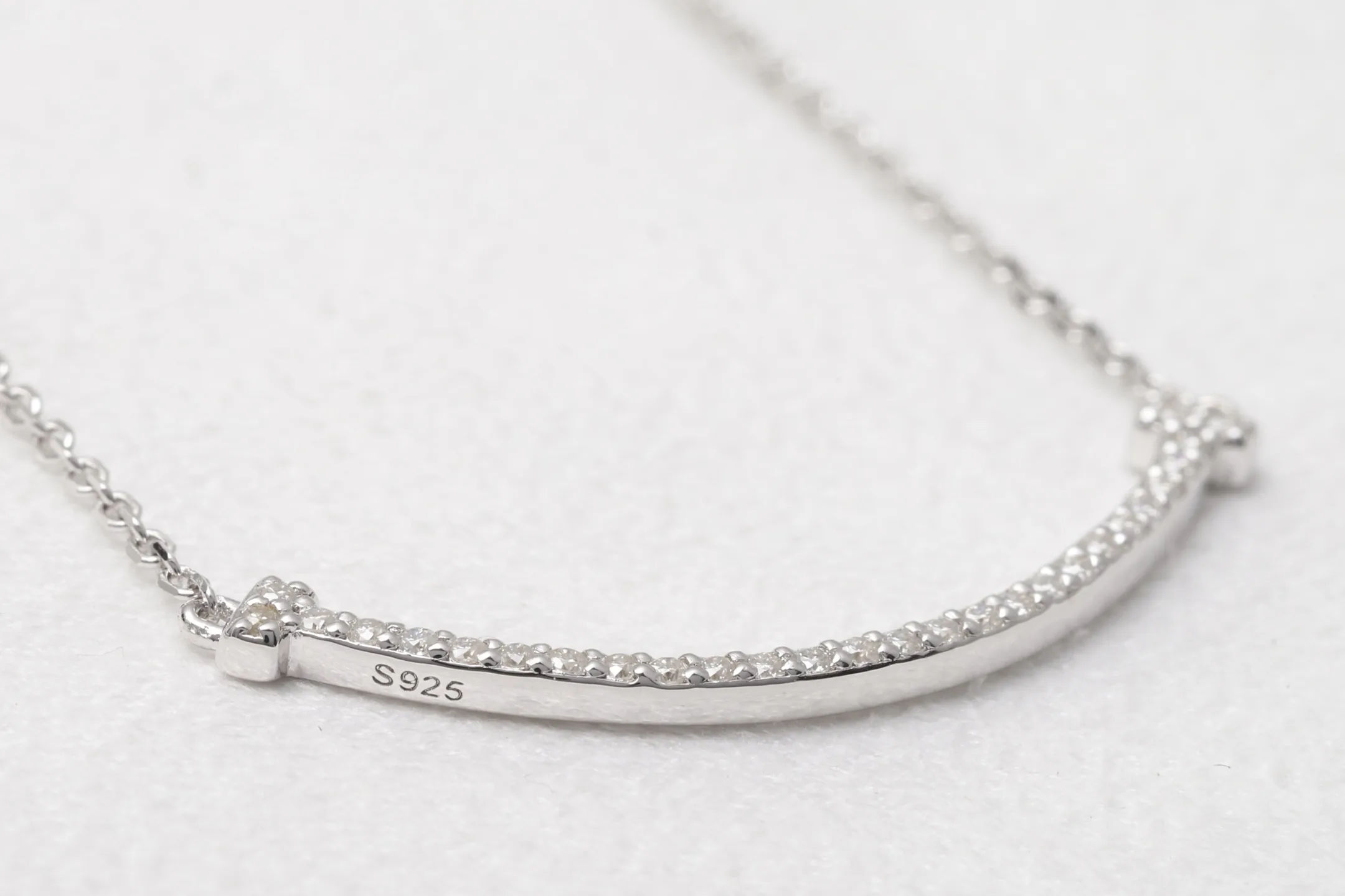 Smile Pavé Diamond Pendant Necklace (Sterling Silver) D18516925 — view 8
