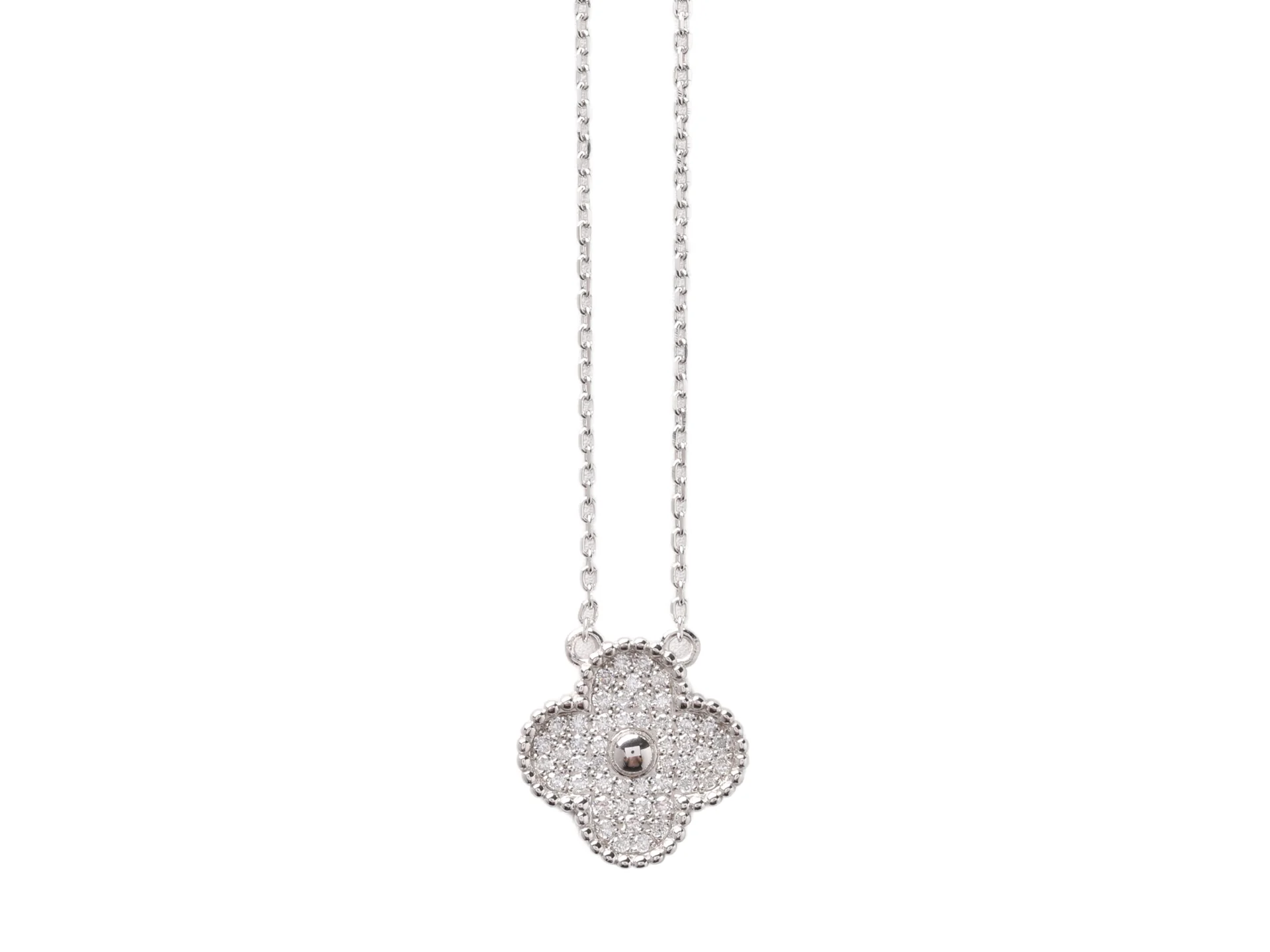 Moissanite Pavé Clover Pendant Necklace (Sterling Silver) D23516913