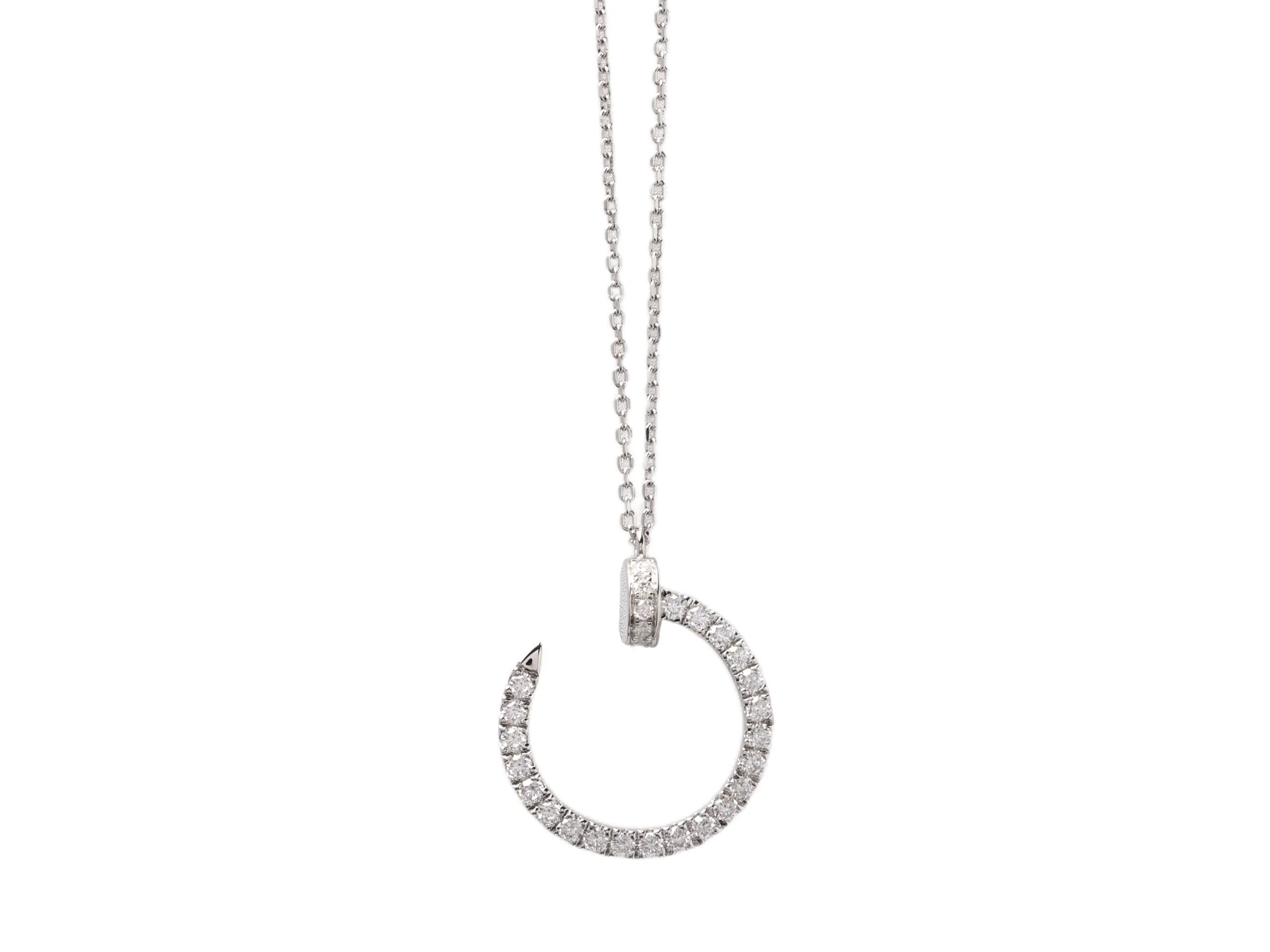 Pavé Moissanite Nail Pendant Necklace (Sterling Silver) D27516861