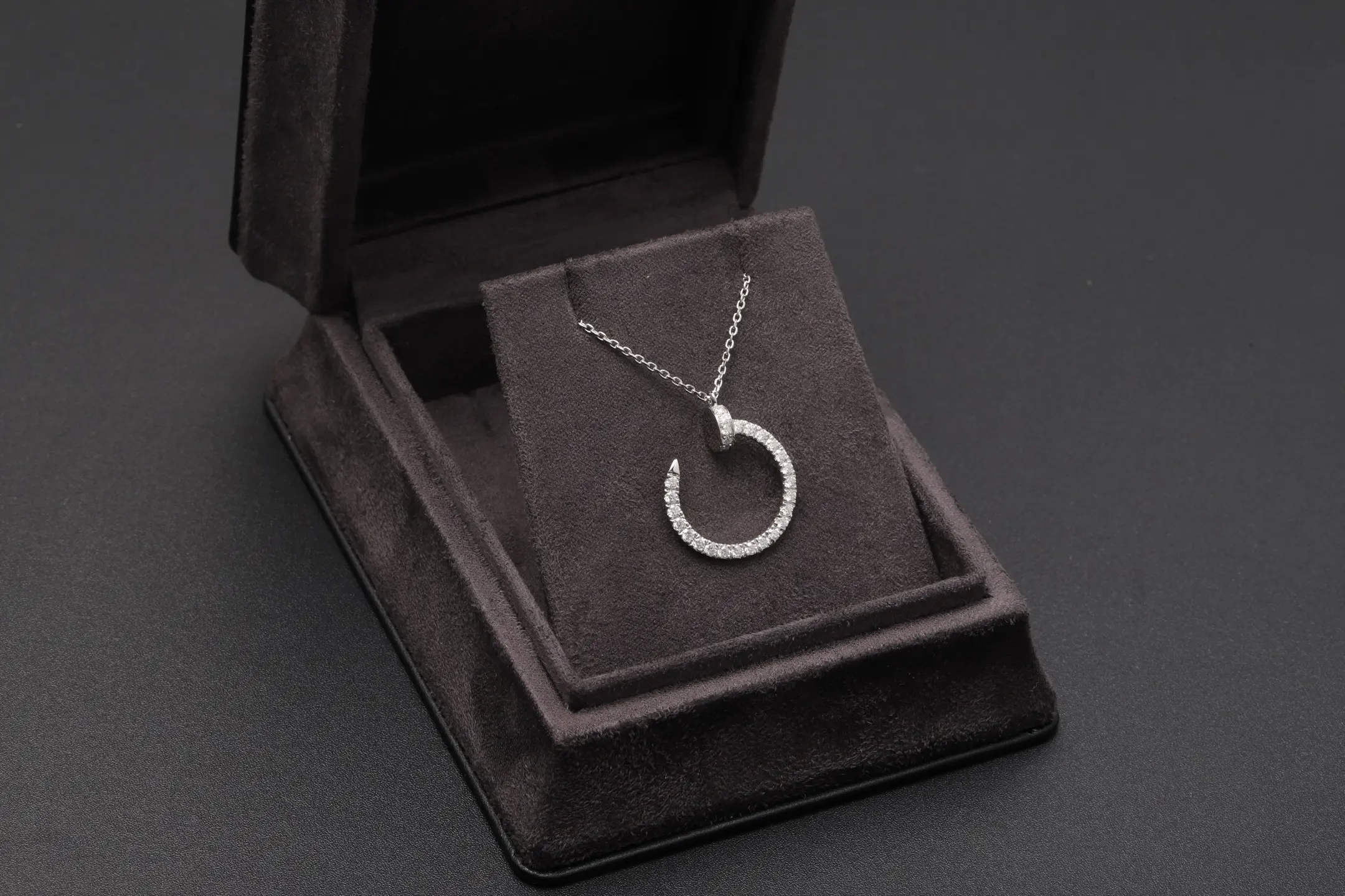 Pavé Moissanite Nail Pendant Necklace (Sterling Silver) D27516861 — view 2