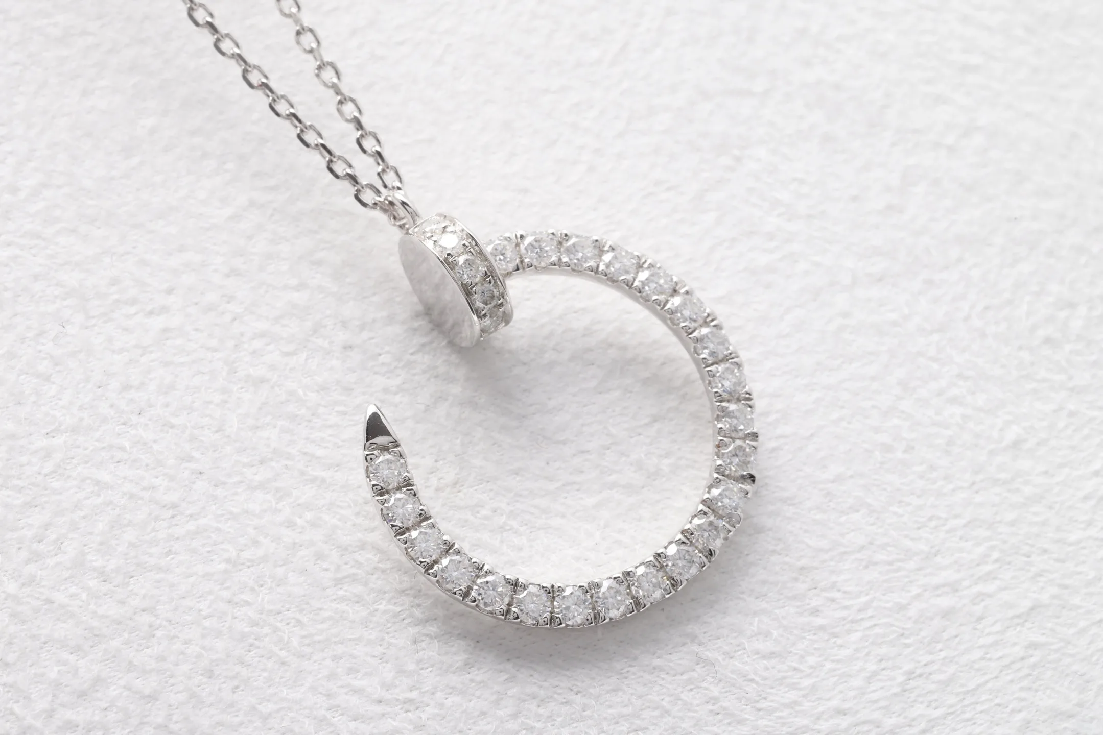 Pavé Moissanite Nail Pendant Necklace (Sterling Silver) D27516861 — view 7