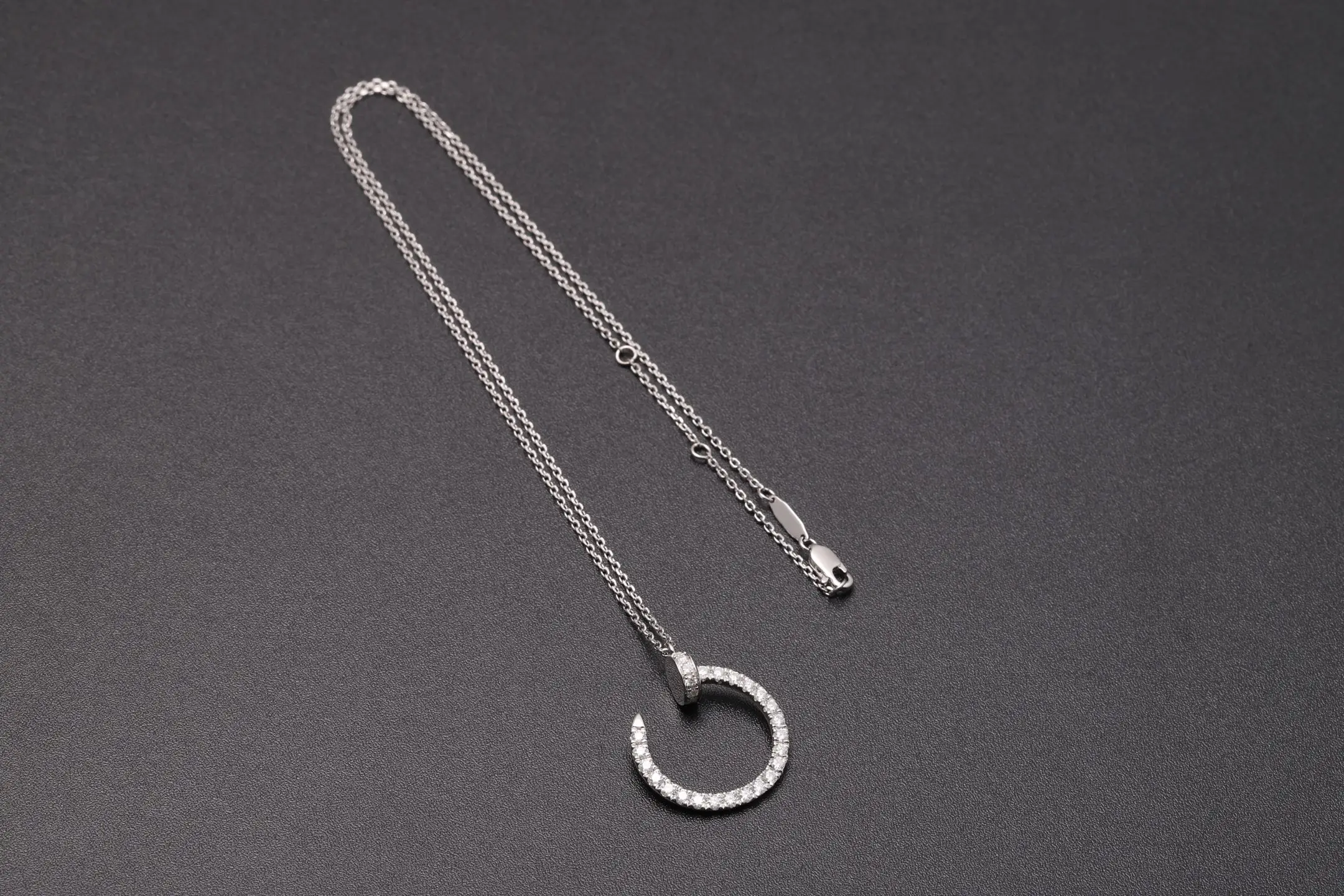 Pavé Moissanite Nail Pendant Necklace (Sterling Silver) D27516861 — view 8