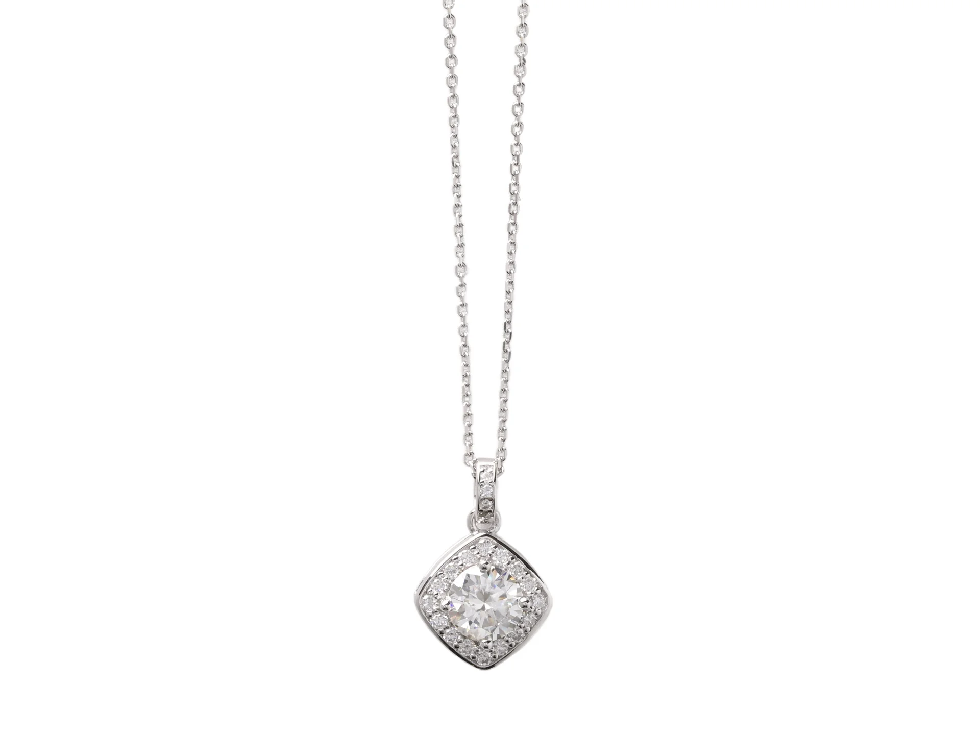 Moissanite Rhombus Pendant Necklace (Sterling Silver) D23516903