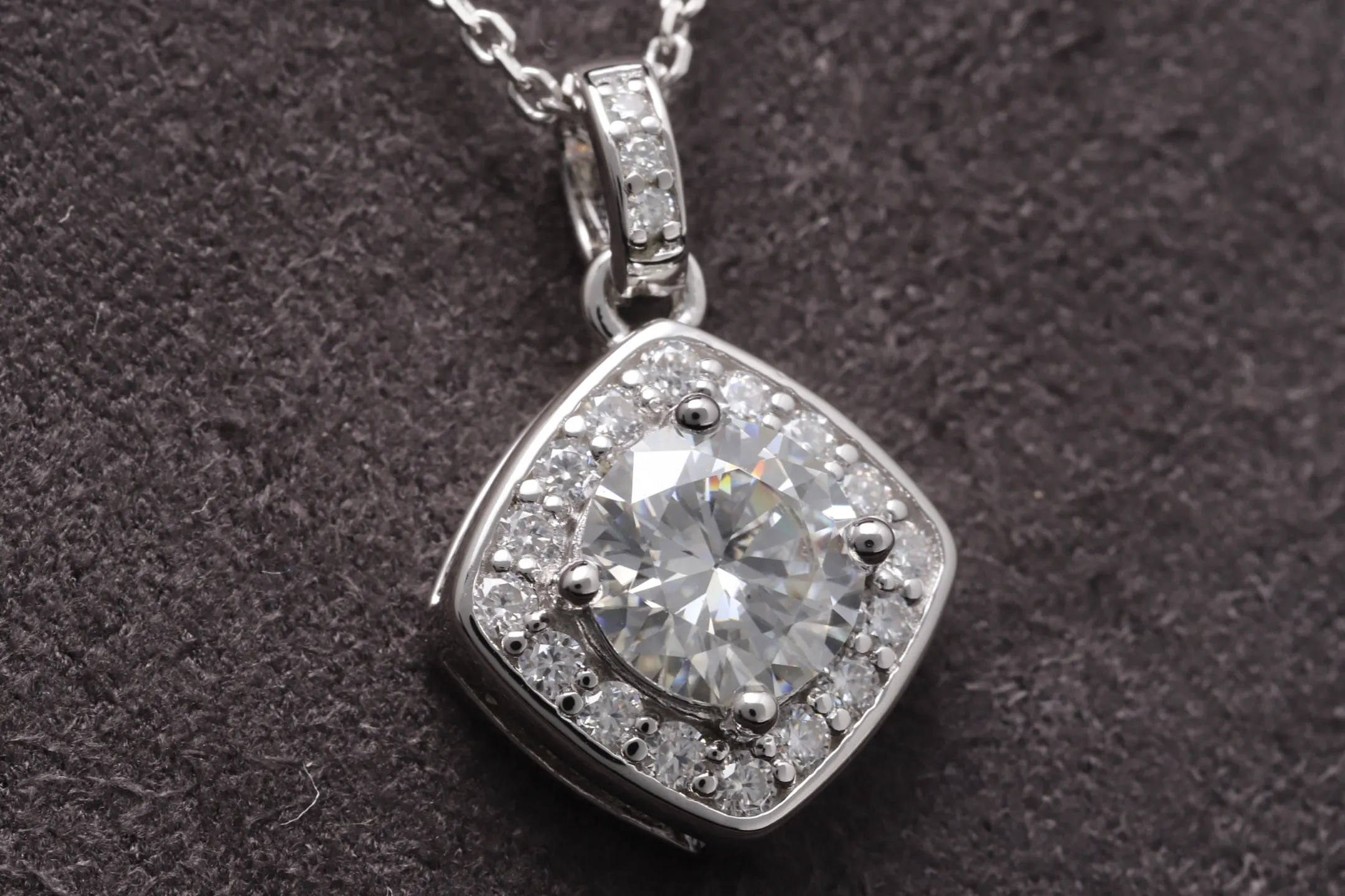 Moissanite Rhombus Pendant Necklace (Sterling Silver) D23516903 — view 3