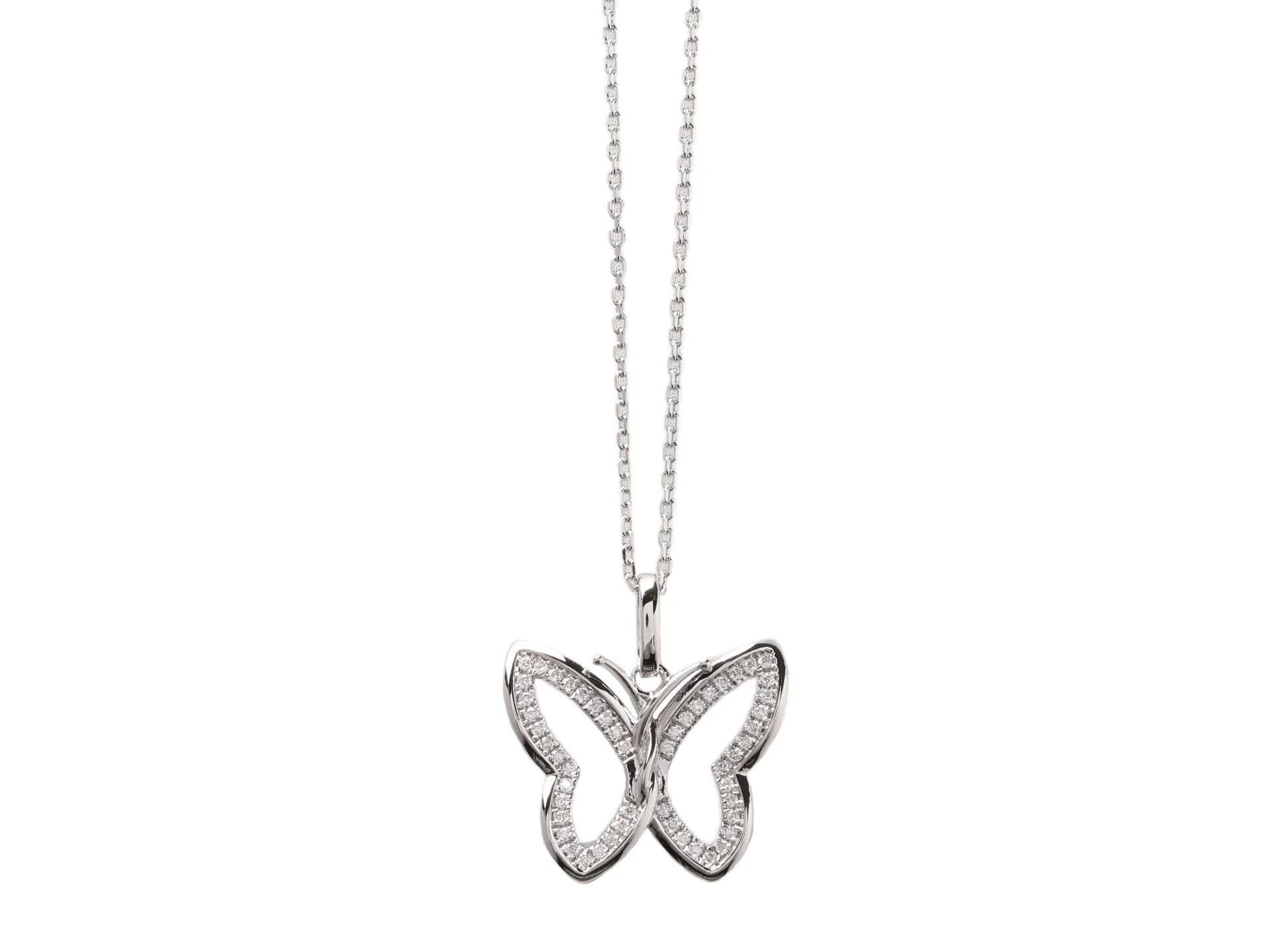 Butterfly Moissanite Pendant Necklace (Sterling Silver) D31516906