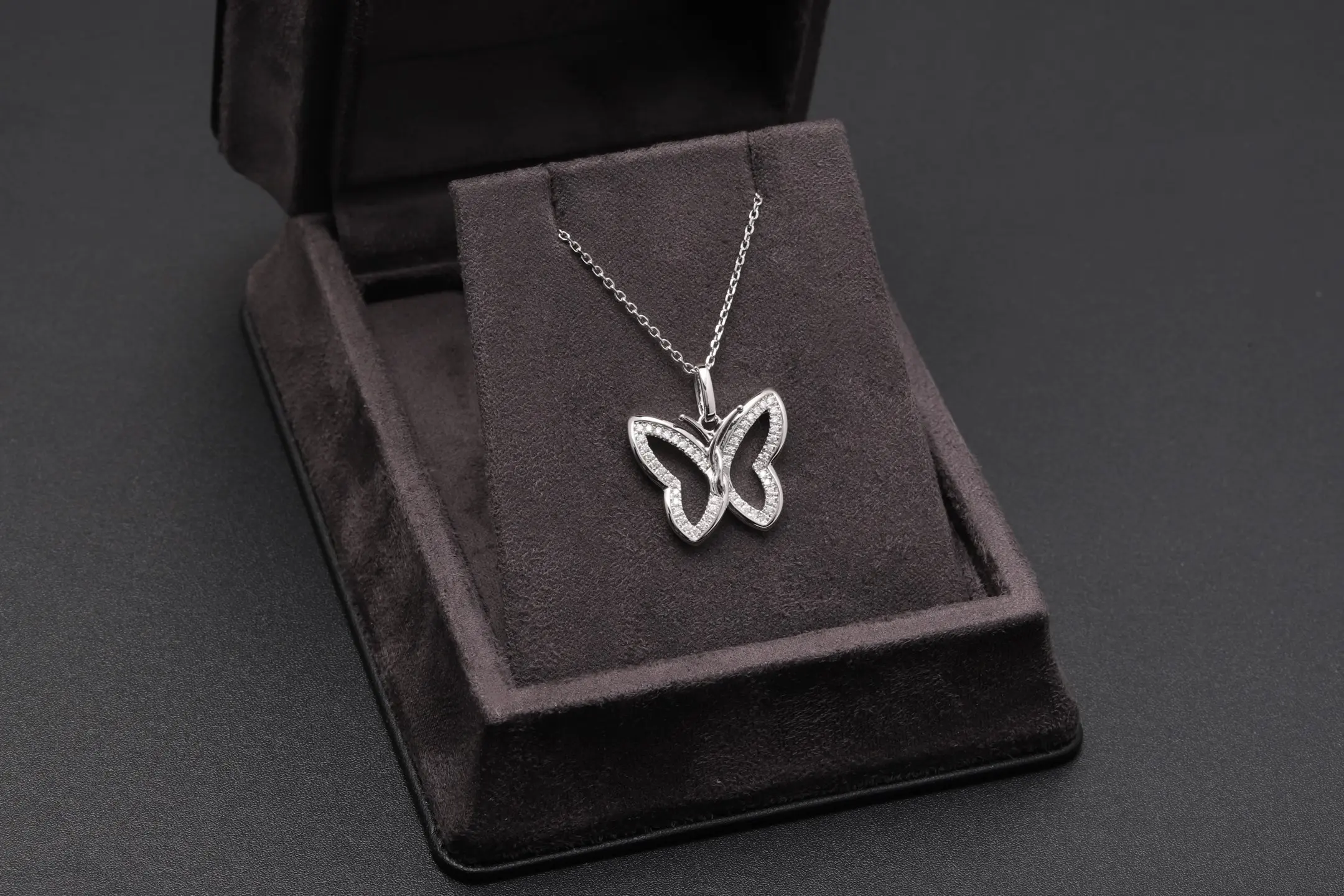 Butterfly Moissanite Pendant Necklace (Sterling Silver) D31516906 — view 2