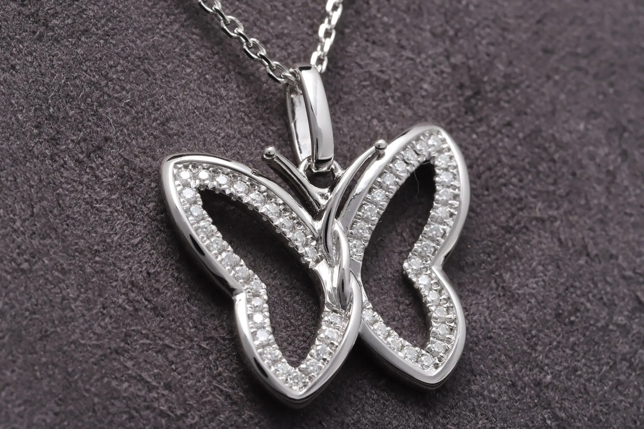 Butterfly Moissanite Pendant Necklace (Sterling Silver) D31516906 — view 3