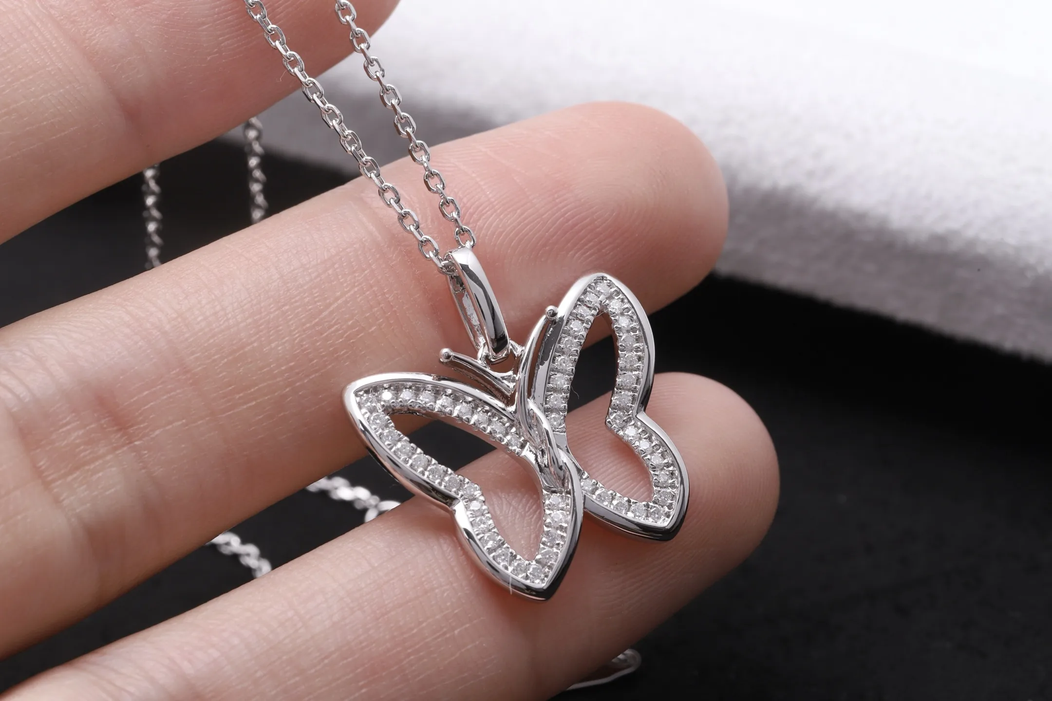 Butterfly Moissanite Pendant Necklace (Sterling Silver) D31516906 — view 4