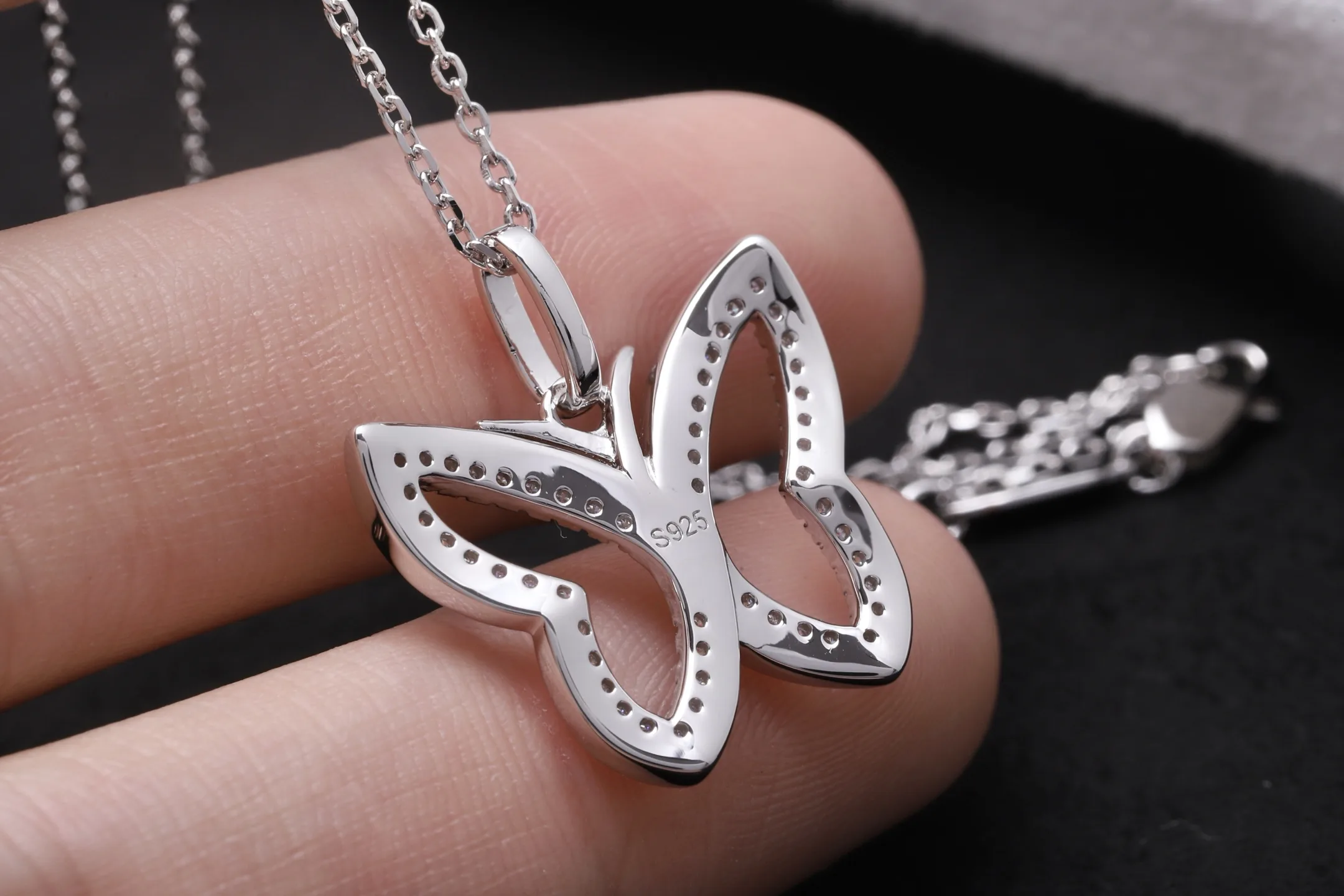 Butterfly Moissanite Pendant Necklace (Sterling Silver) D31516906 — view 5