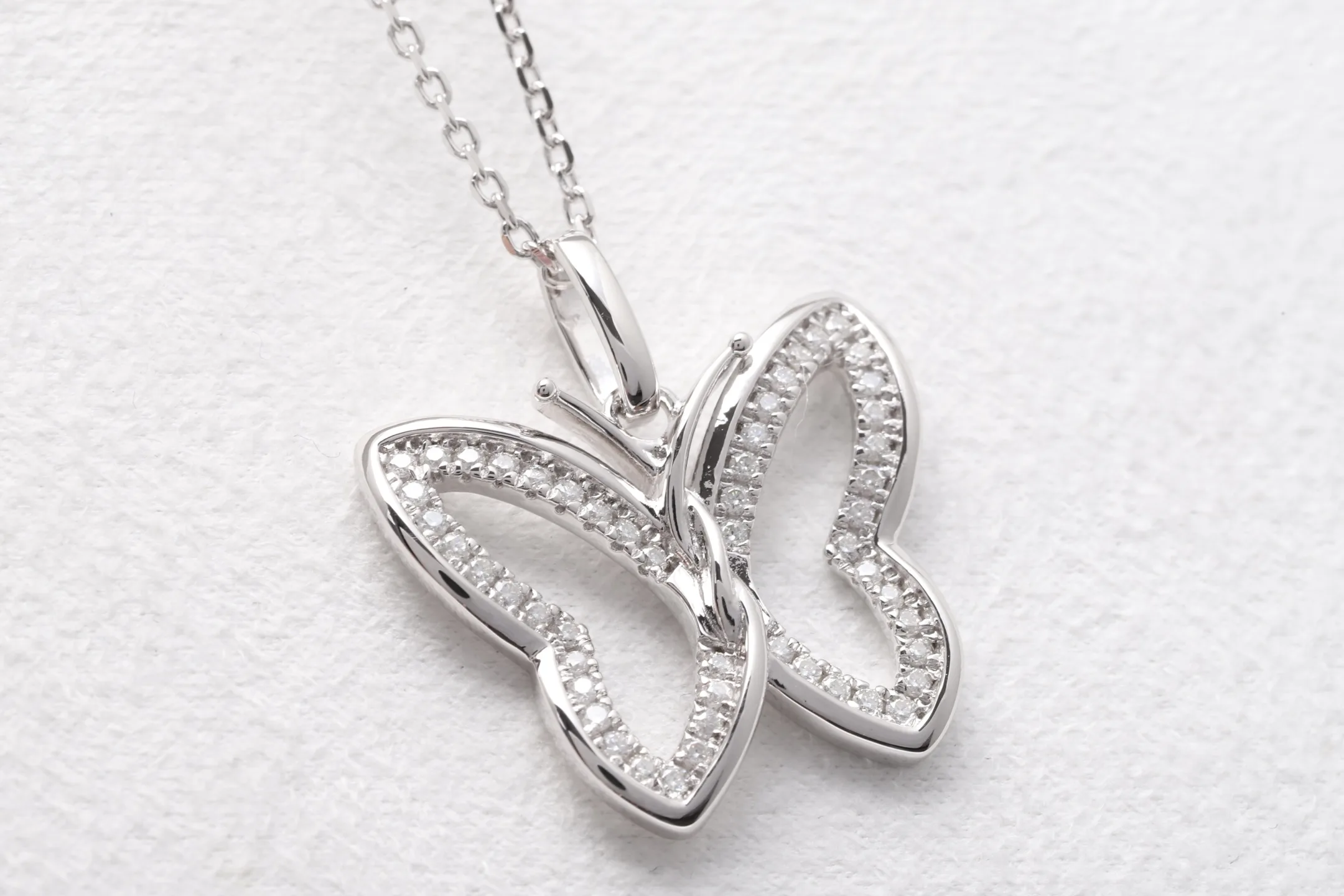 Butterfly Moissanite Pendant Necklace (Sterling Silver) D31516906 — view 7
