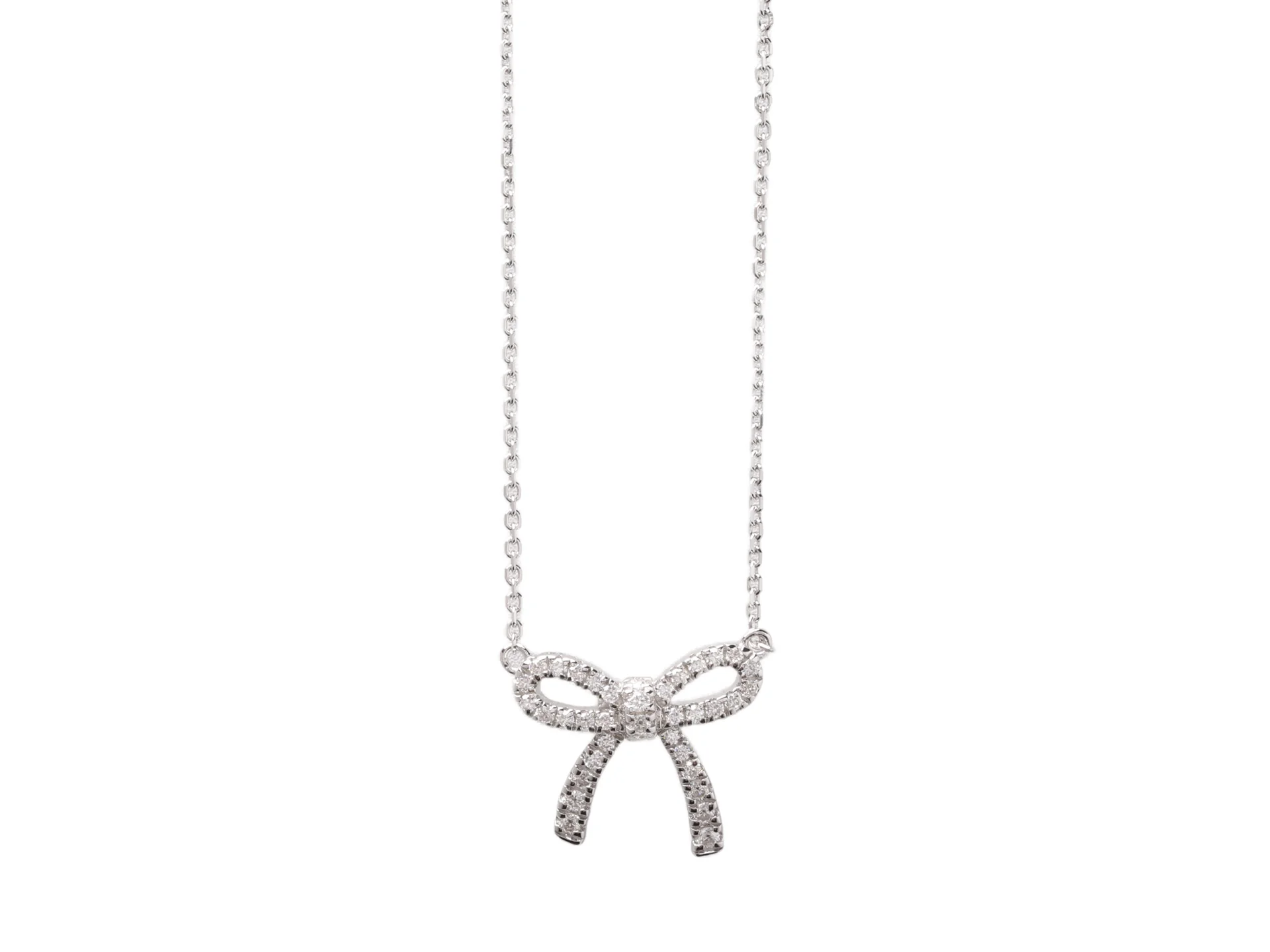 Moissanite Bow Pendant Necklace (Sterling Silver) D21516917