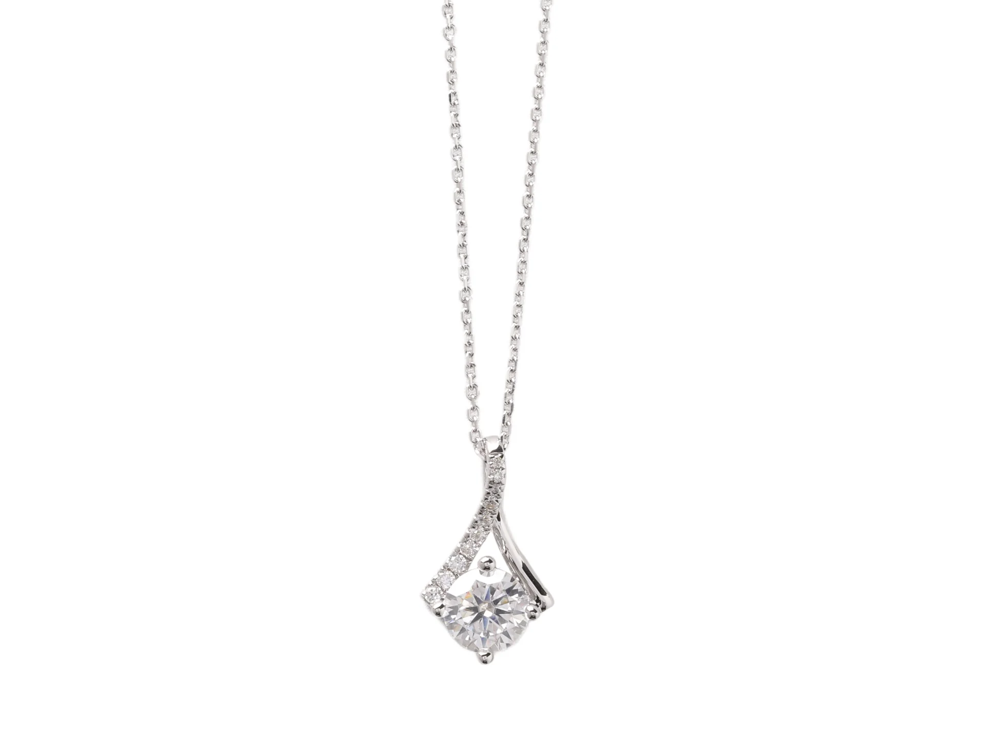 Moissanite Solitaire Pendant Necklace (Sterling Silver) D21016901