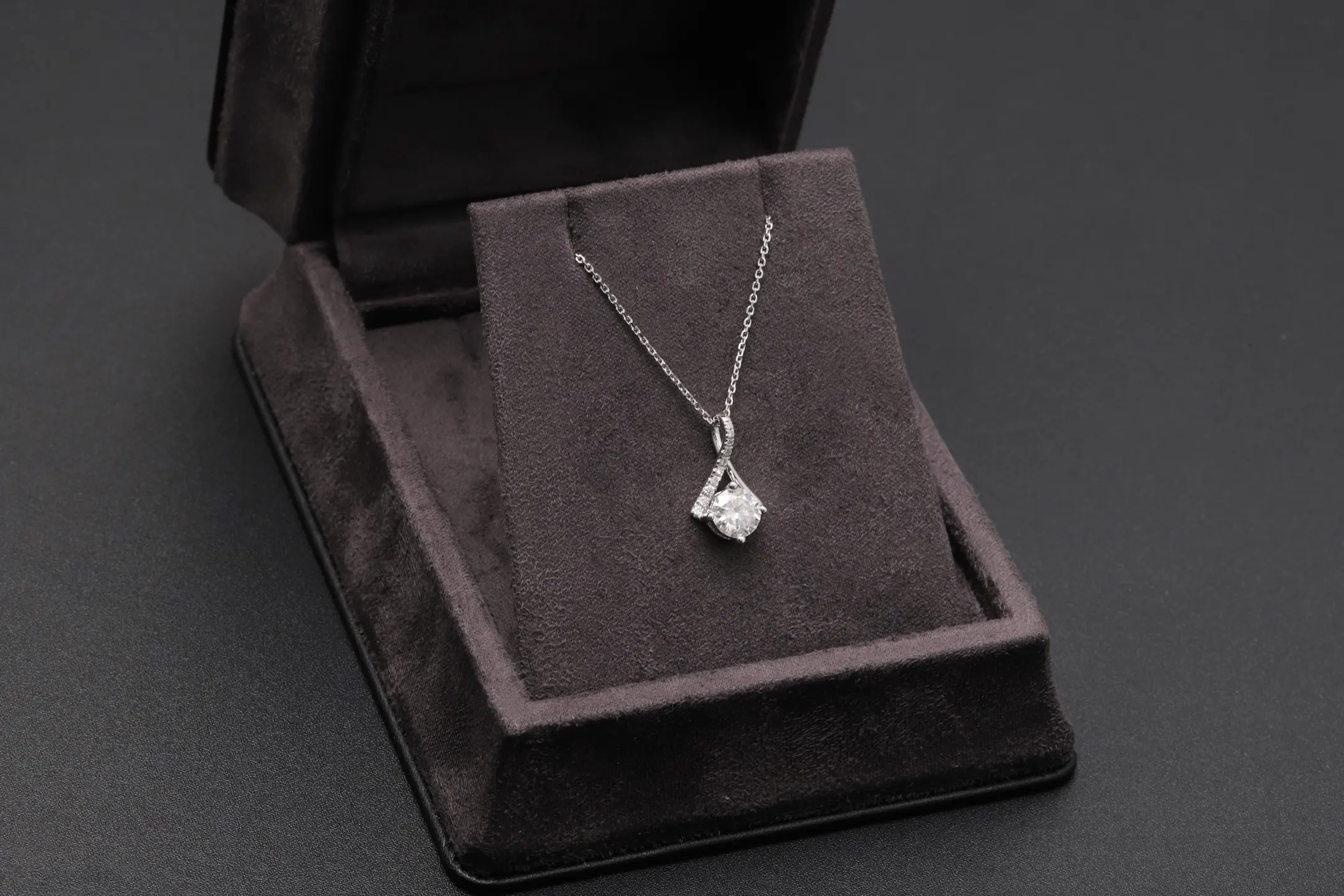 Moissanite Solitaire Pendant Necklace (Sterling Silver) D21016901 — view 2