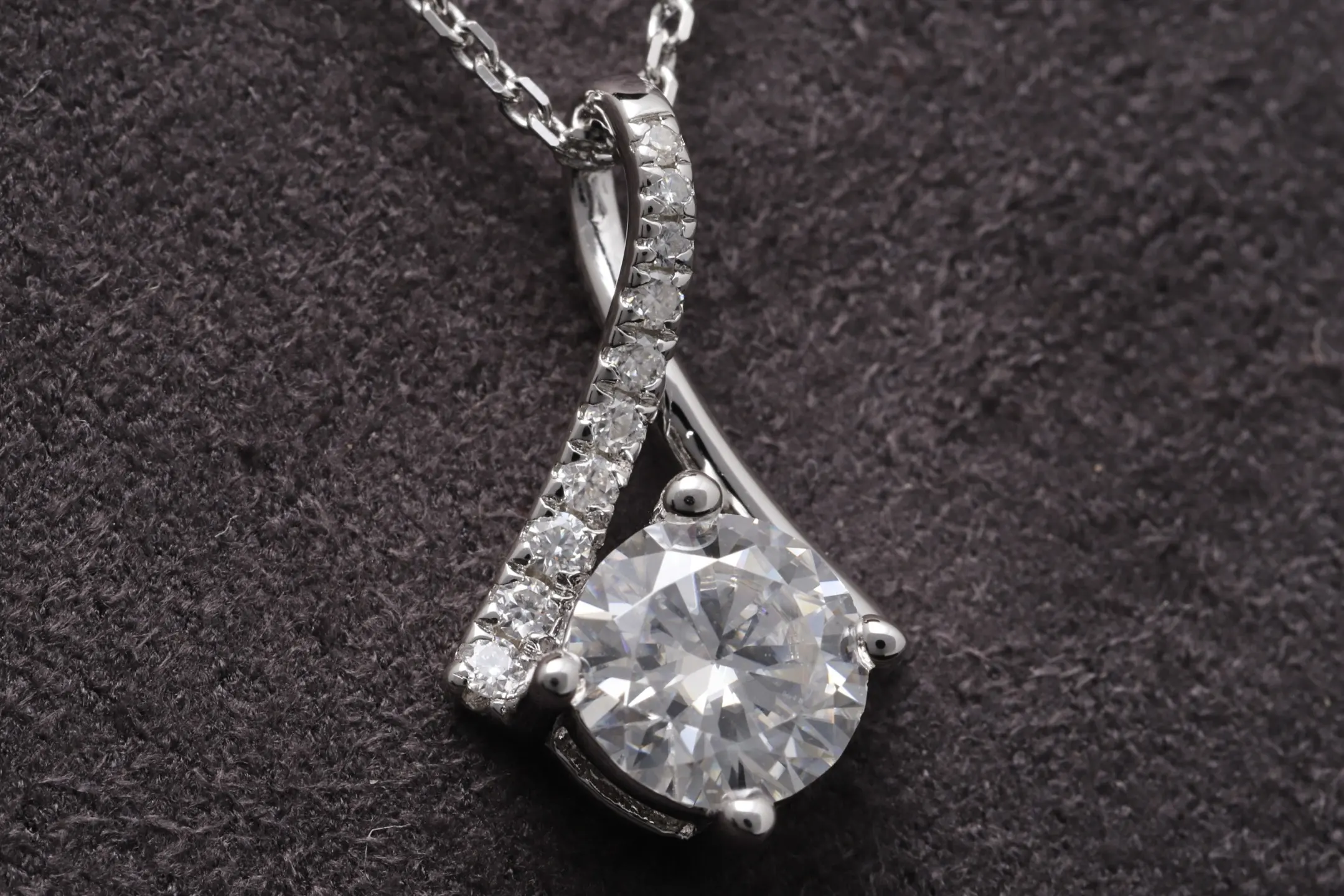 Moissanite Solitaire Pendant Necklace (Sterling Silver) D21016901 — view 3