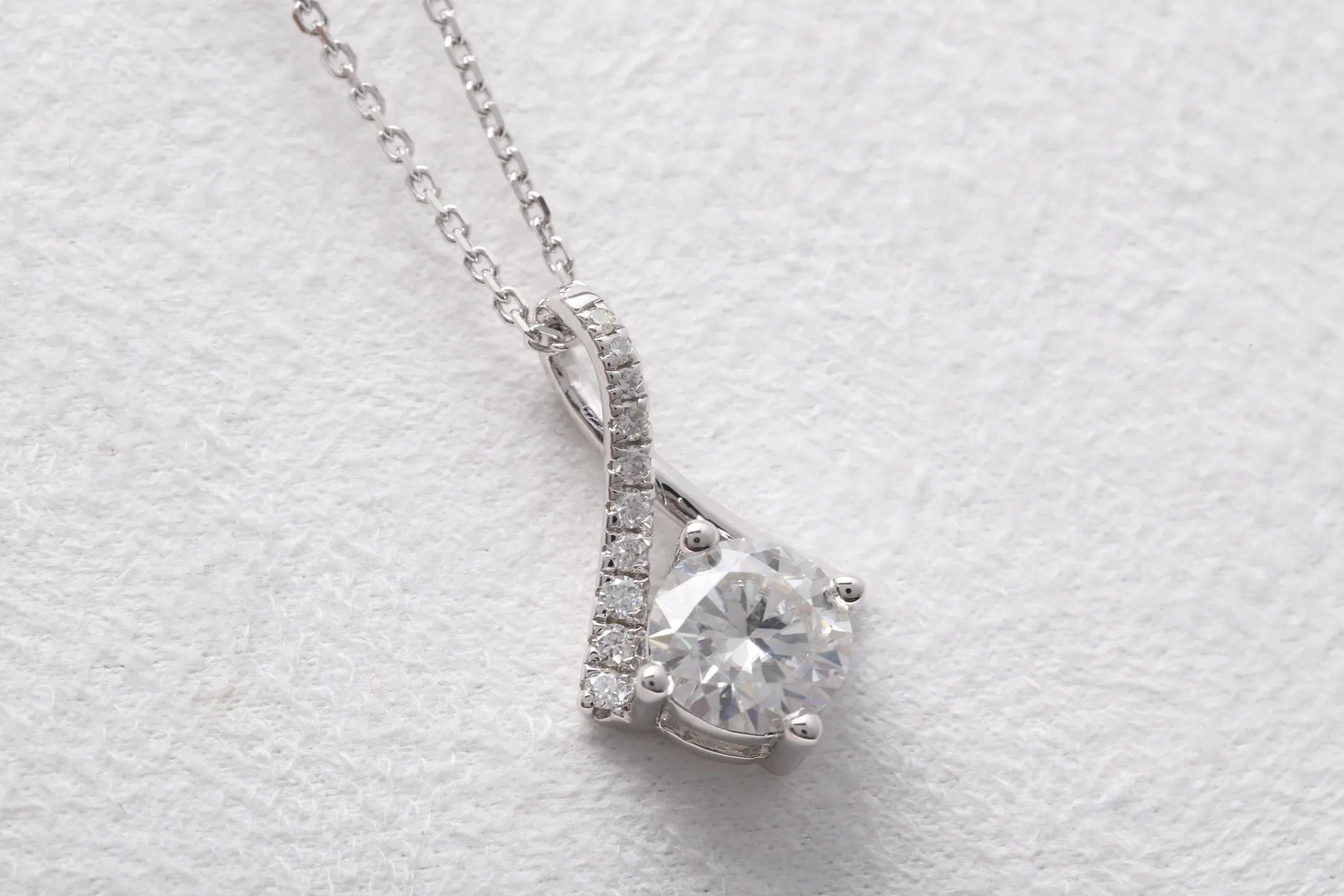 Moissanite Solitaire Pendant Necklace (Sterling Silver) D21016901 — view 7