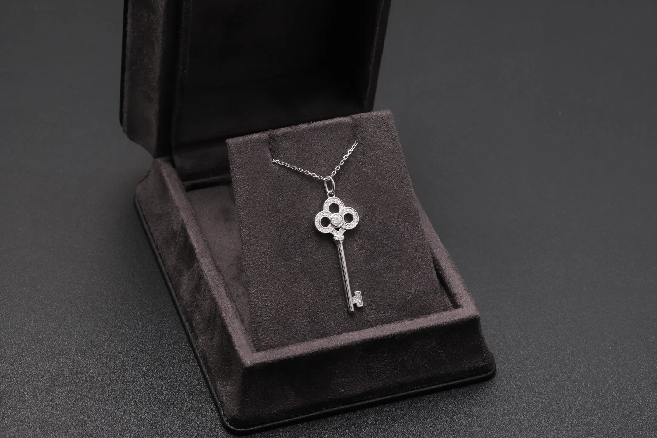 Fleur de Lis Key Pendant Necklace (Sterling Silver) D28516900 — view 2