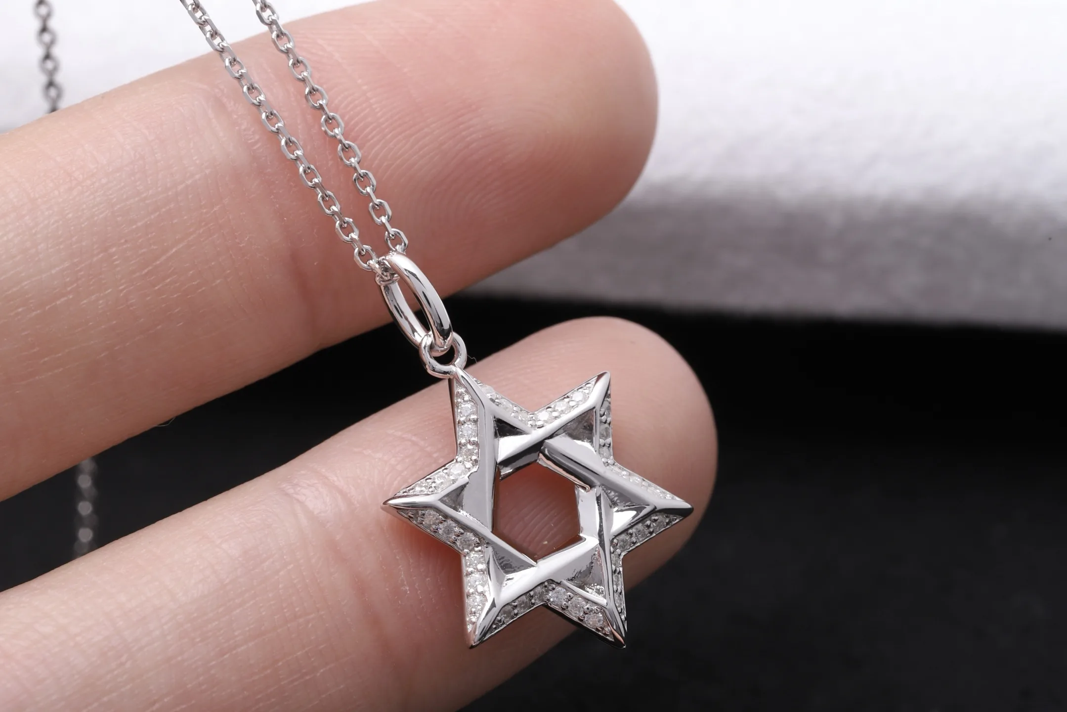Chrome Hearts Star of David Moissanite Necklace (Sterling Silver) D25516872 — view 5