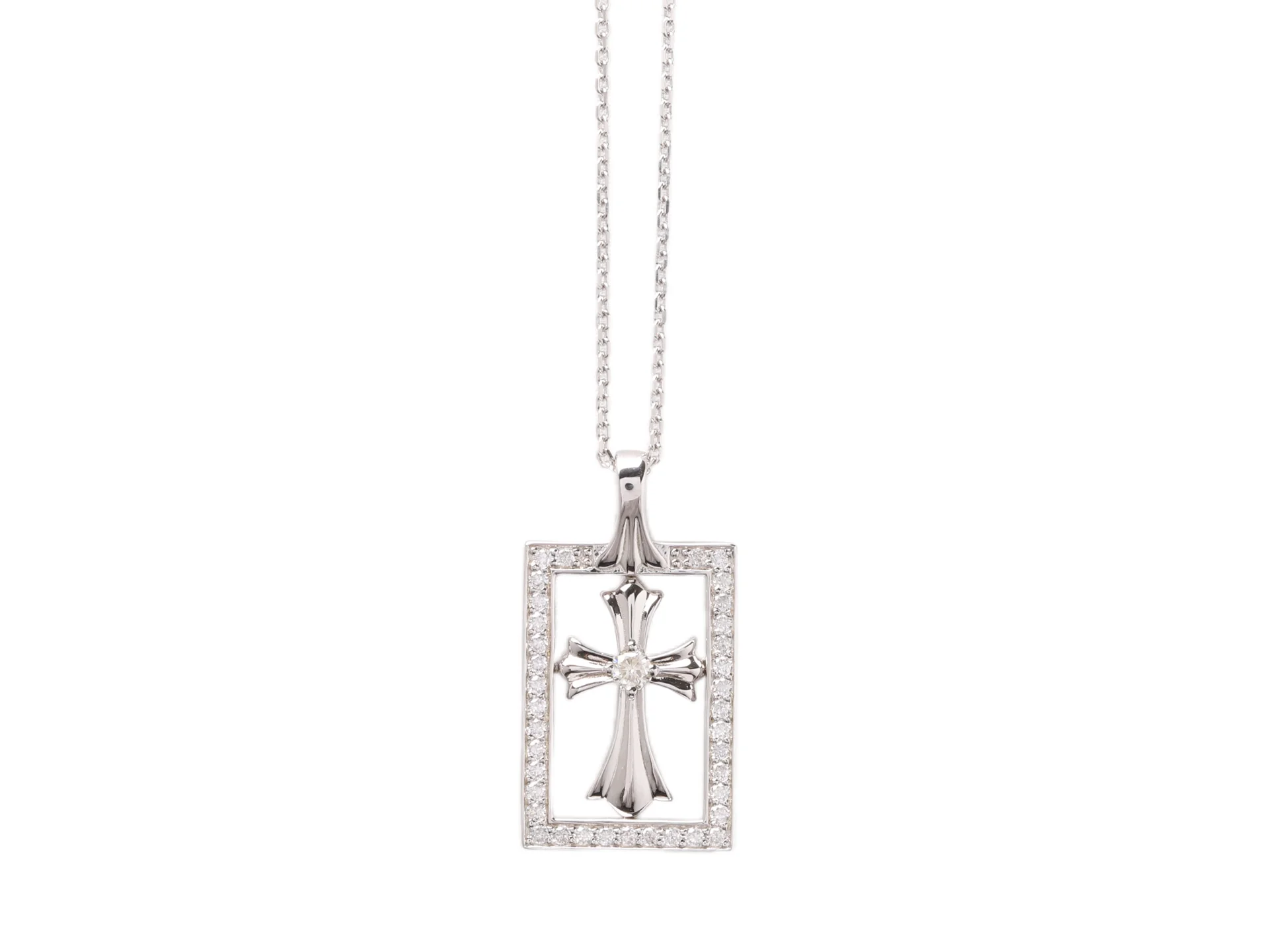 Chrome Hearts Framed Cross Moissanite Pendant Necklace D27516869