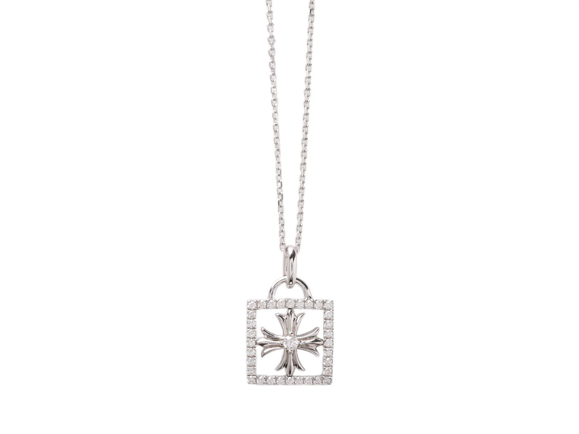 Chrome Hearts Cross Square Pendant Necklace (Sterling Silver) D23016811