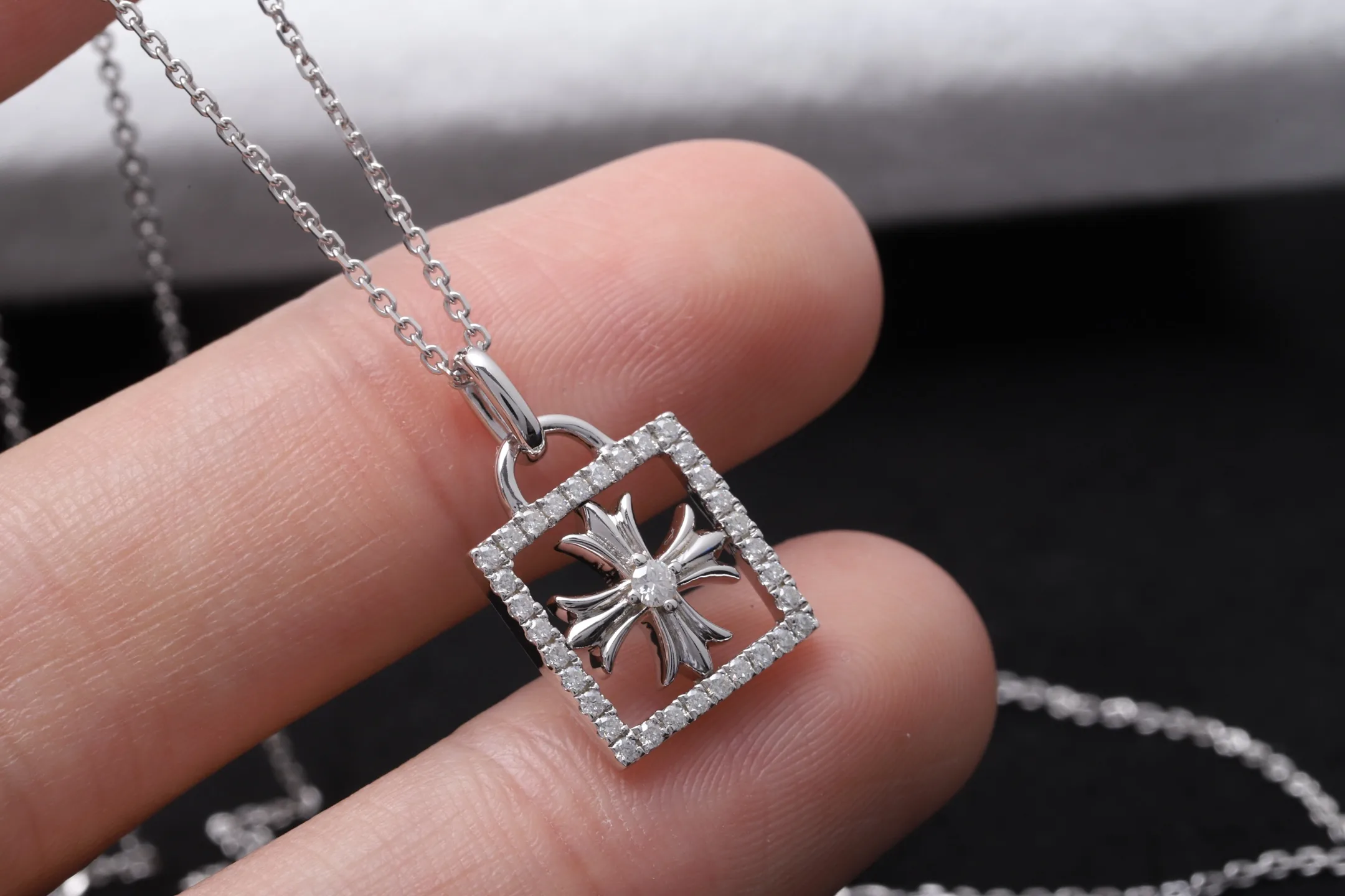 Chrome Hearts Cross Square Pendant Necklace (Sterling Silver) D23016811 — view 4