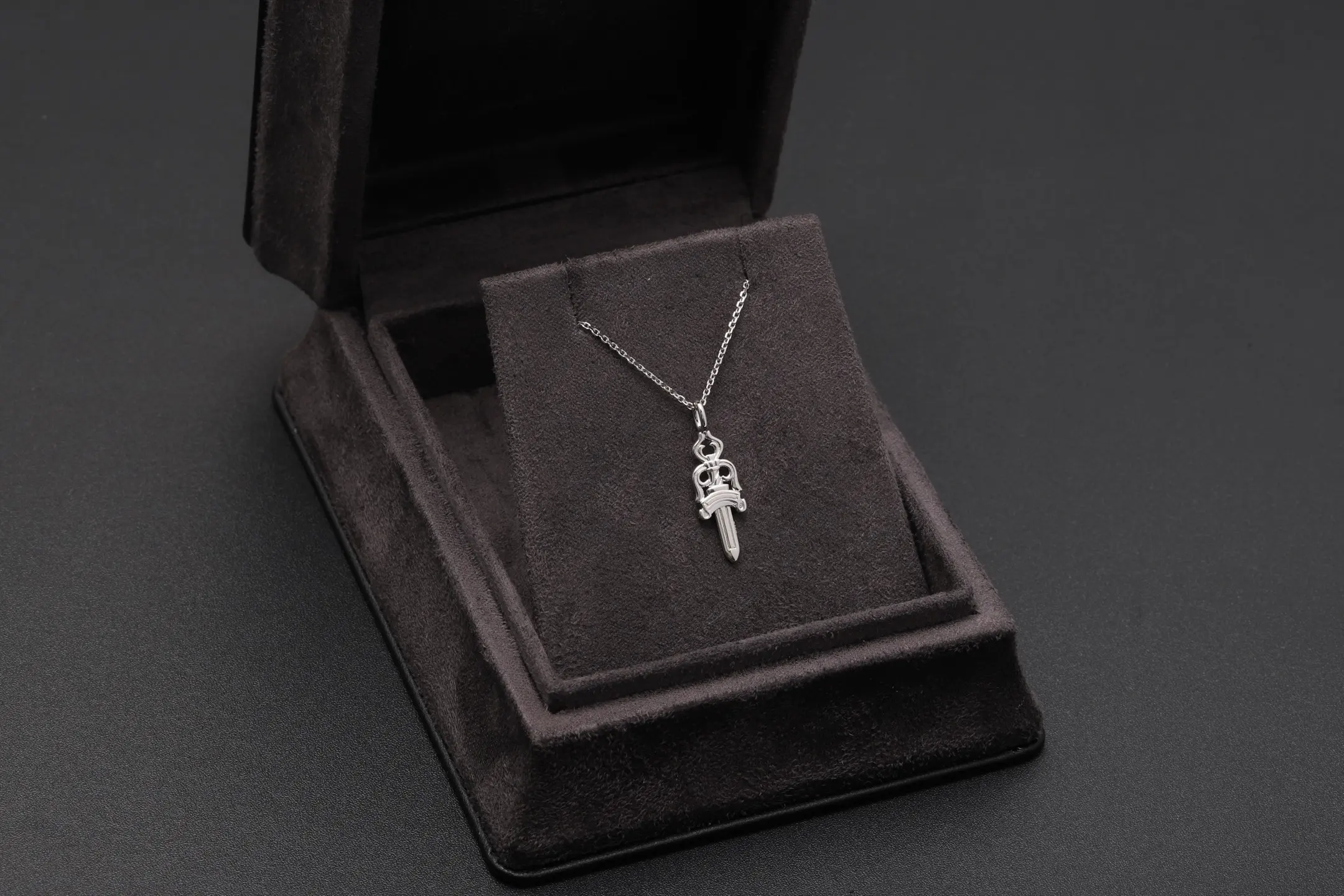 Dagger and Crown Pendant Necklace (Sterling Silver) D18016870 — view 2