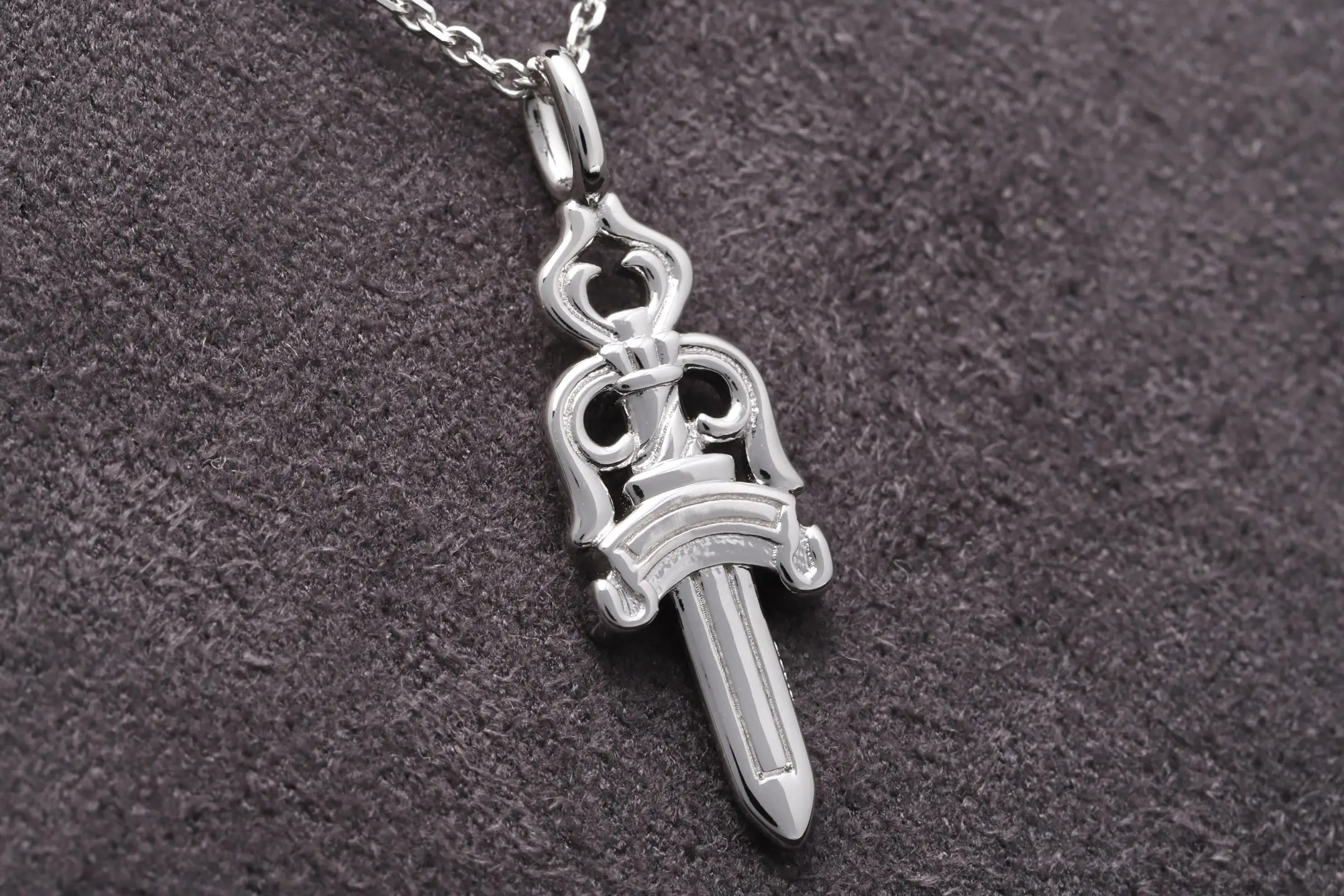Dagger and Crown Pendant Necklace (Sterling Silver) D18016870 — view 3