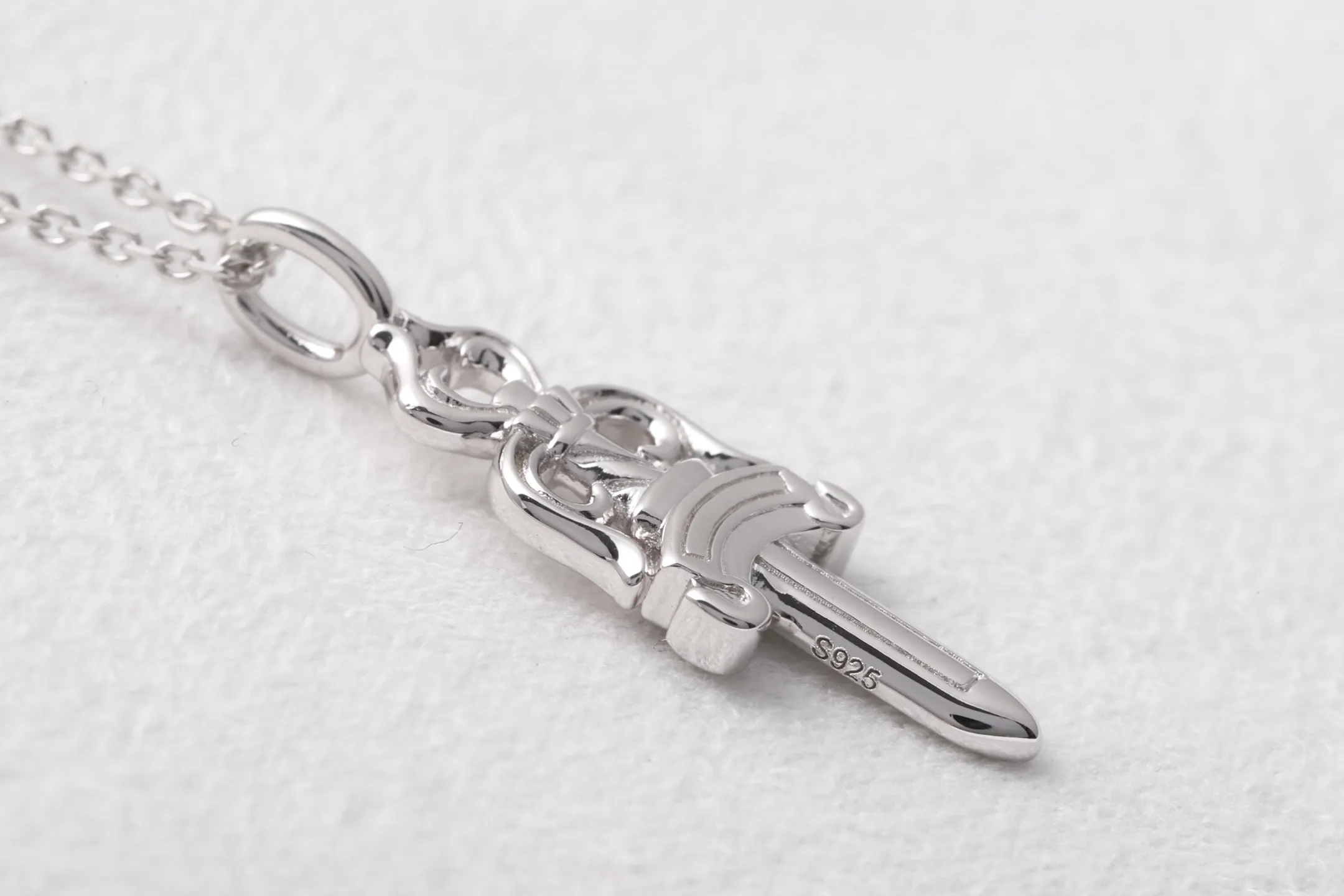 Dagger and Crown Pendant Necklace (Sterling Silver) D18016870 — view 6