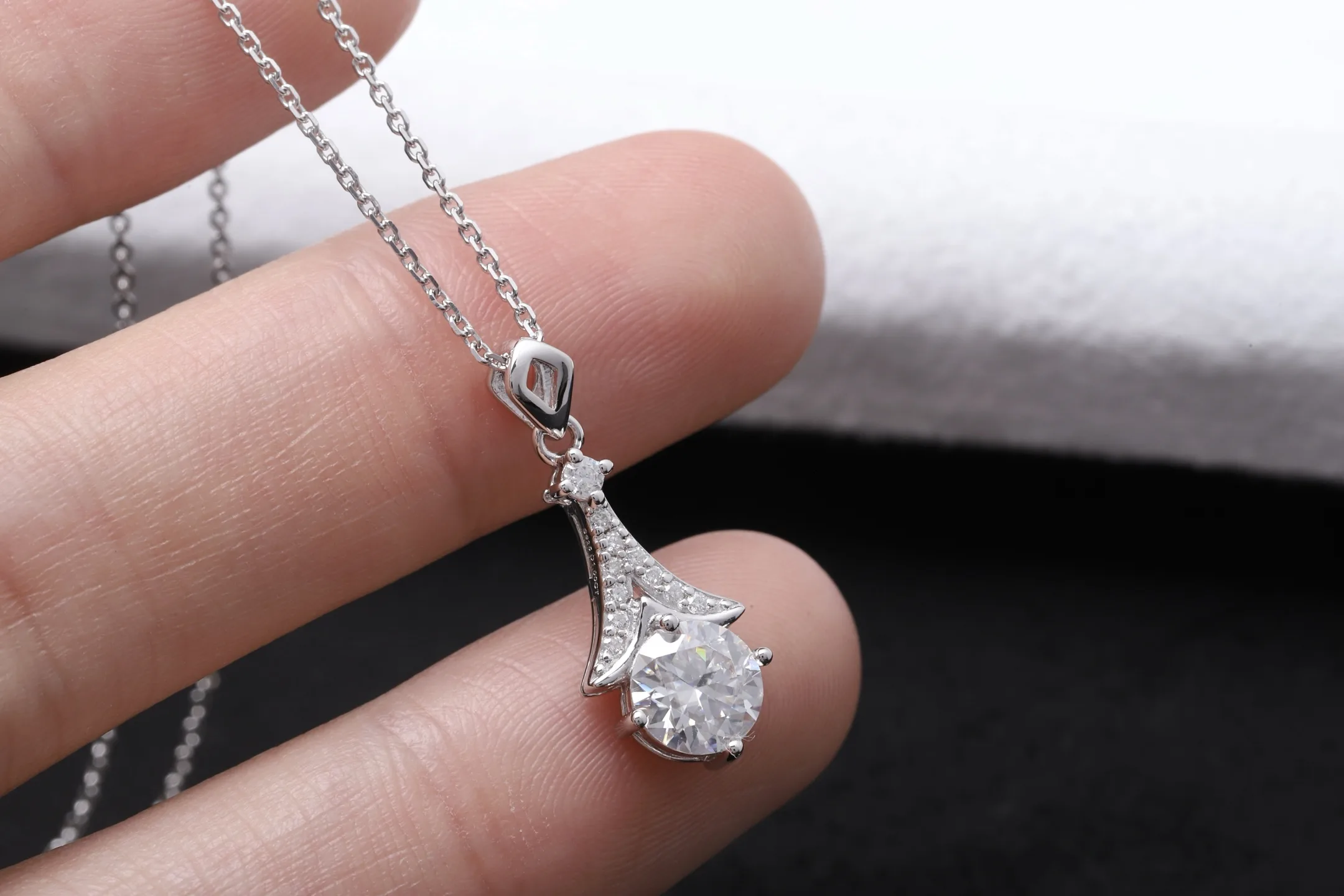 Moissanite 'Little Dress' Pendant Necklace (Sterling Silver) D21016898 — view 4