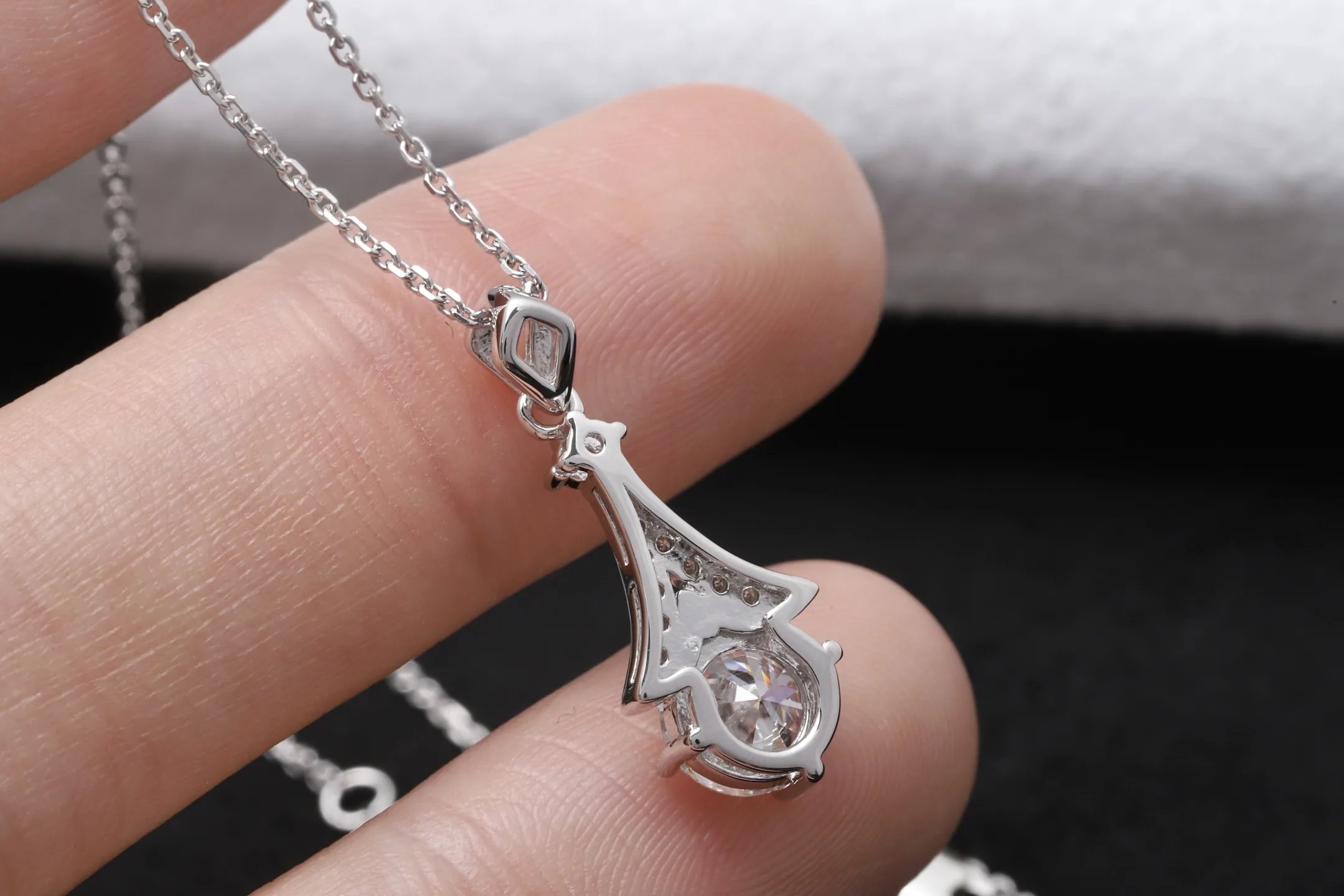 Moissanite 'Little Dress' Pendant Necklace (Sterling Silver) D21016898 — view 5
