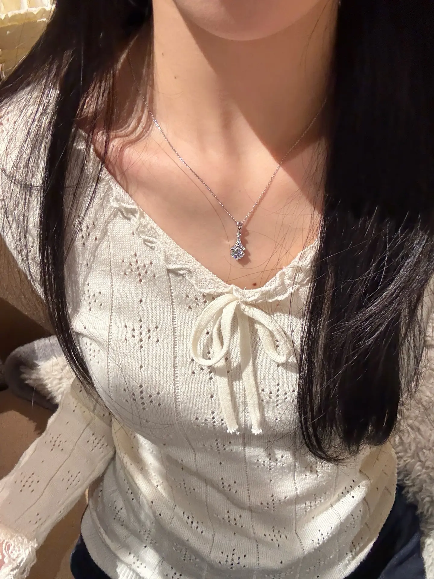Moissanite 'Little Dress' Pendant Necklace (Sterling Silver) D21016898 — view 9