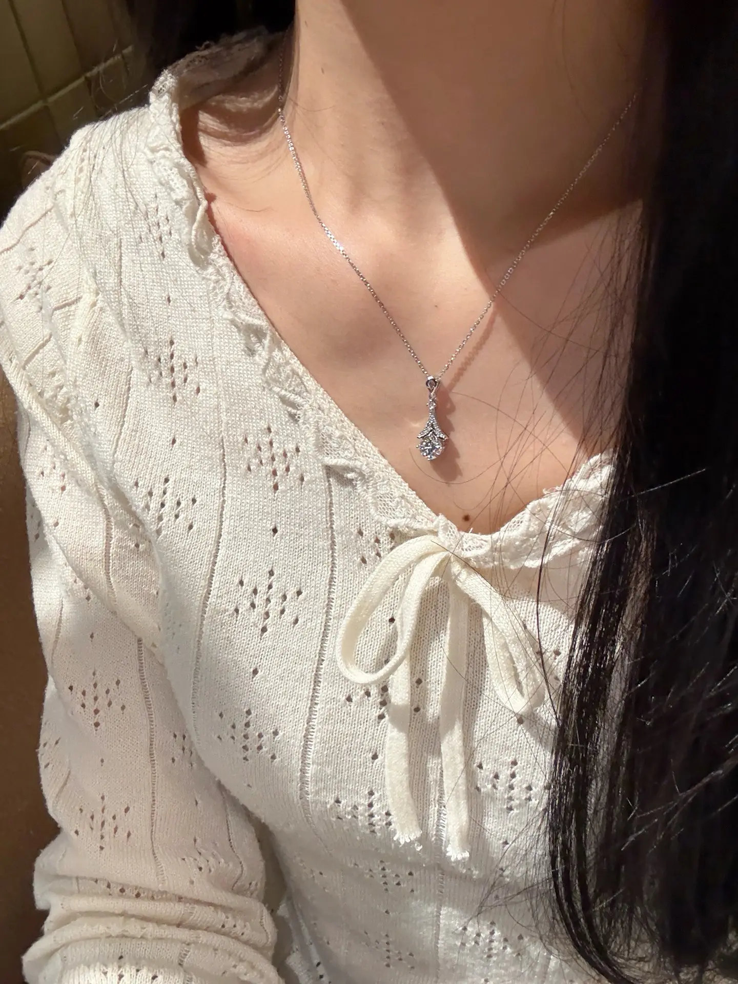 Moissanite 'Little Dress' Pendant Necklace (Sterling Silver) D21016898 — view 10