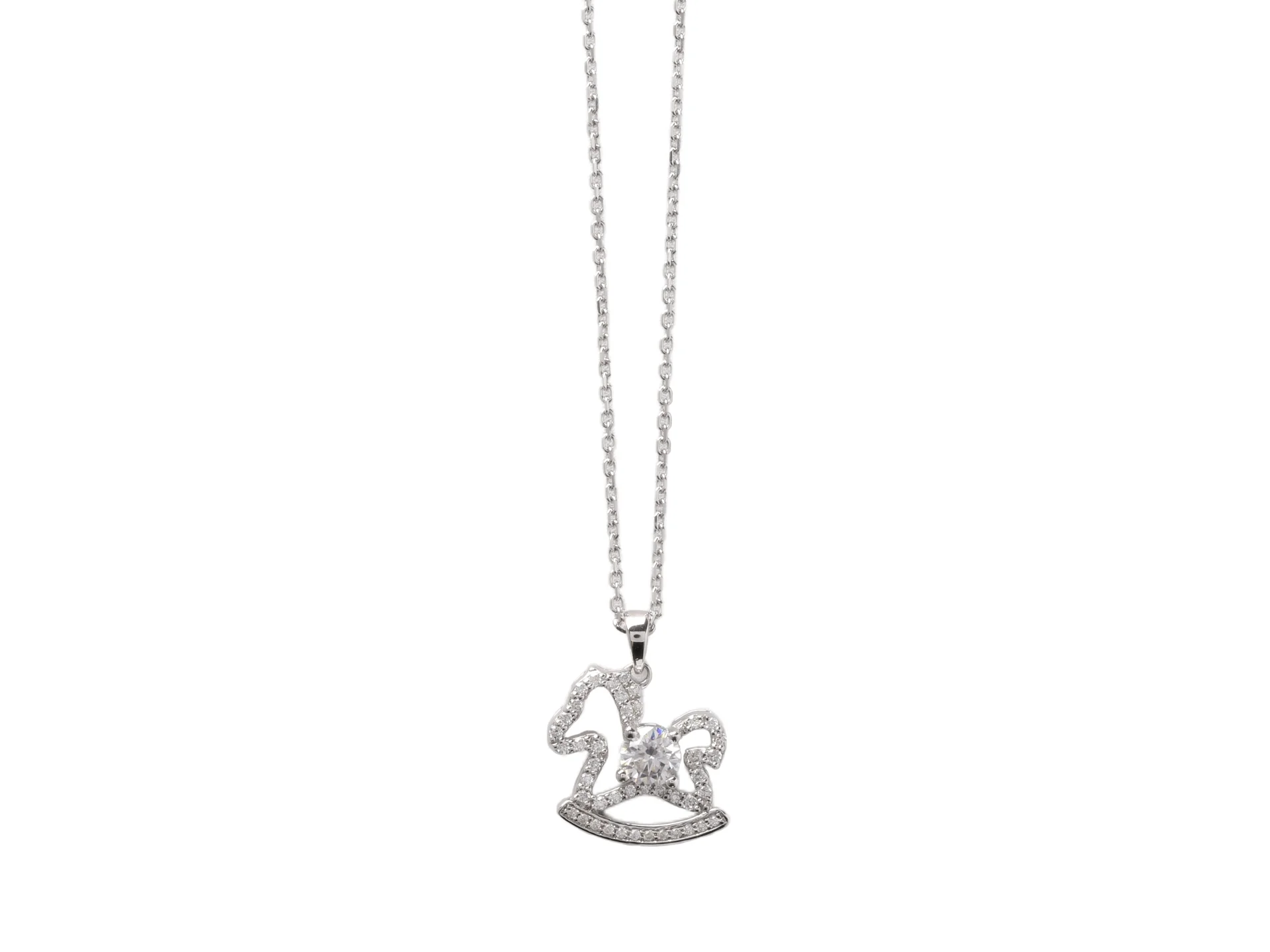Moissanite Horse Pendant Necklace (Sterling Silver) D24016956