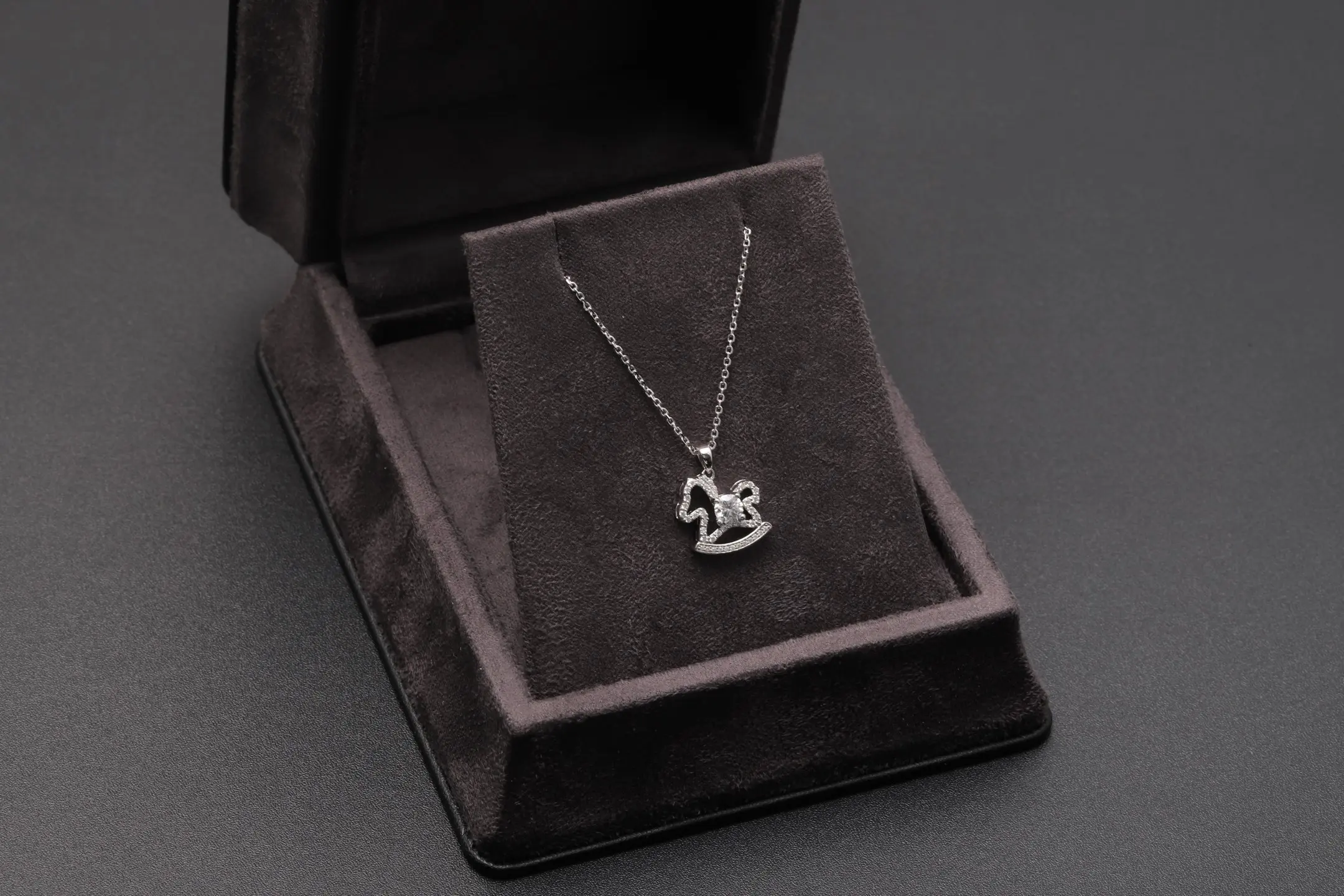 Moissanite Horse Pendant Necklace (Sterling Silver) D24016956 — view 2