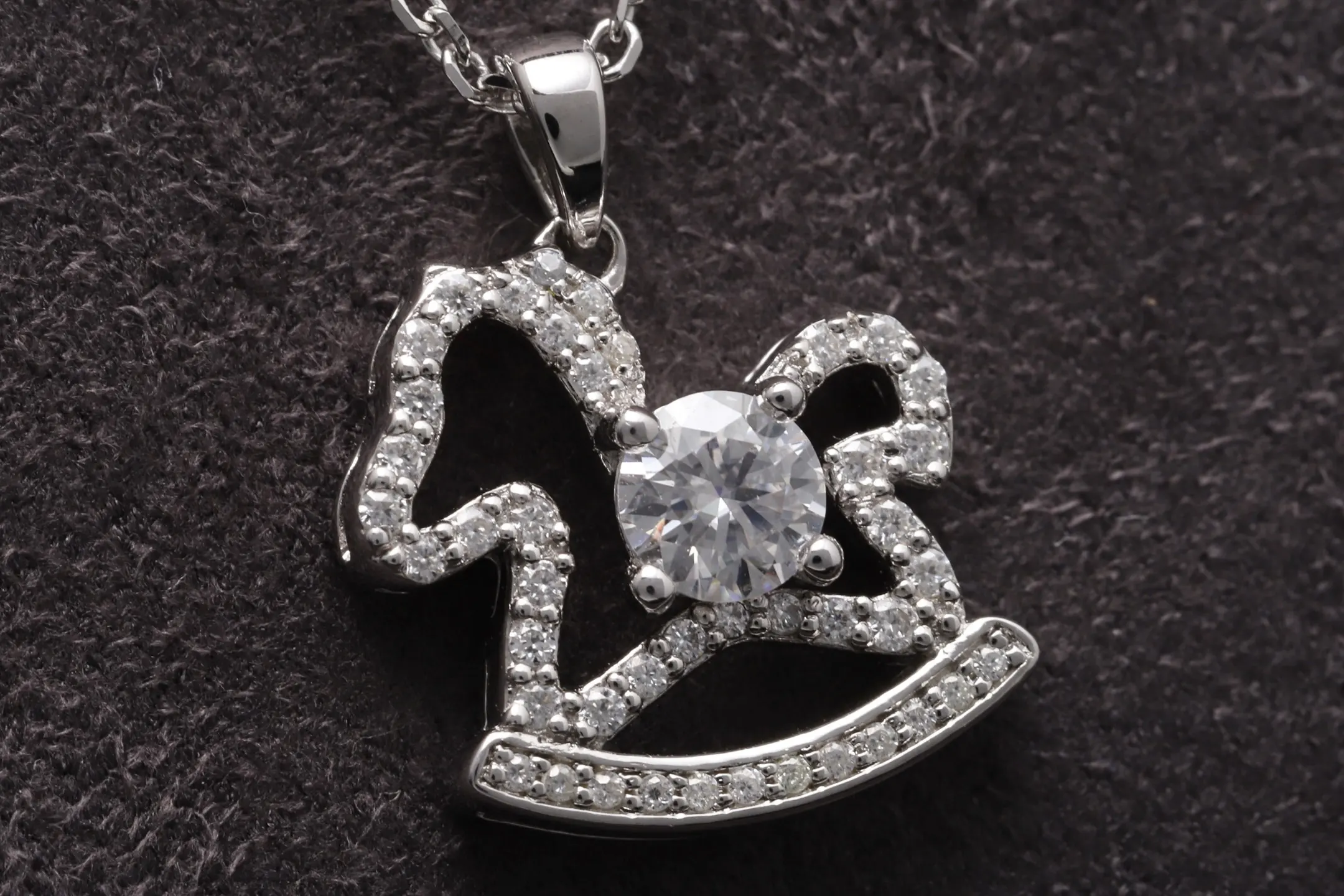 Moissanite Horse Pendant Necklace (Sterling Silver) D24016956 — view 3
