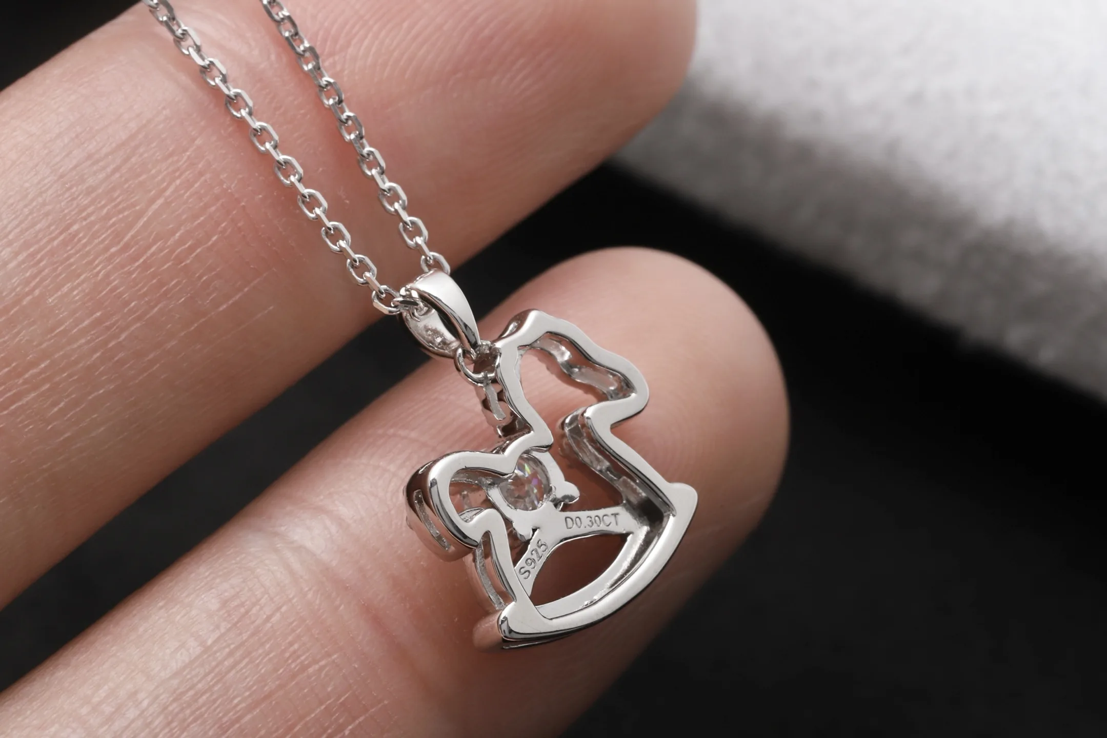 Moissanite Horse Pendant Necklace (Sterling Silver) D24016956 — view 5