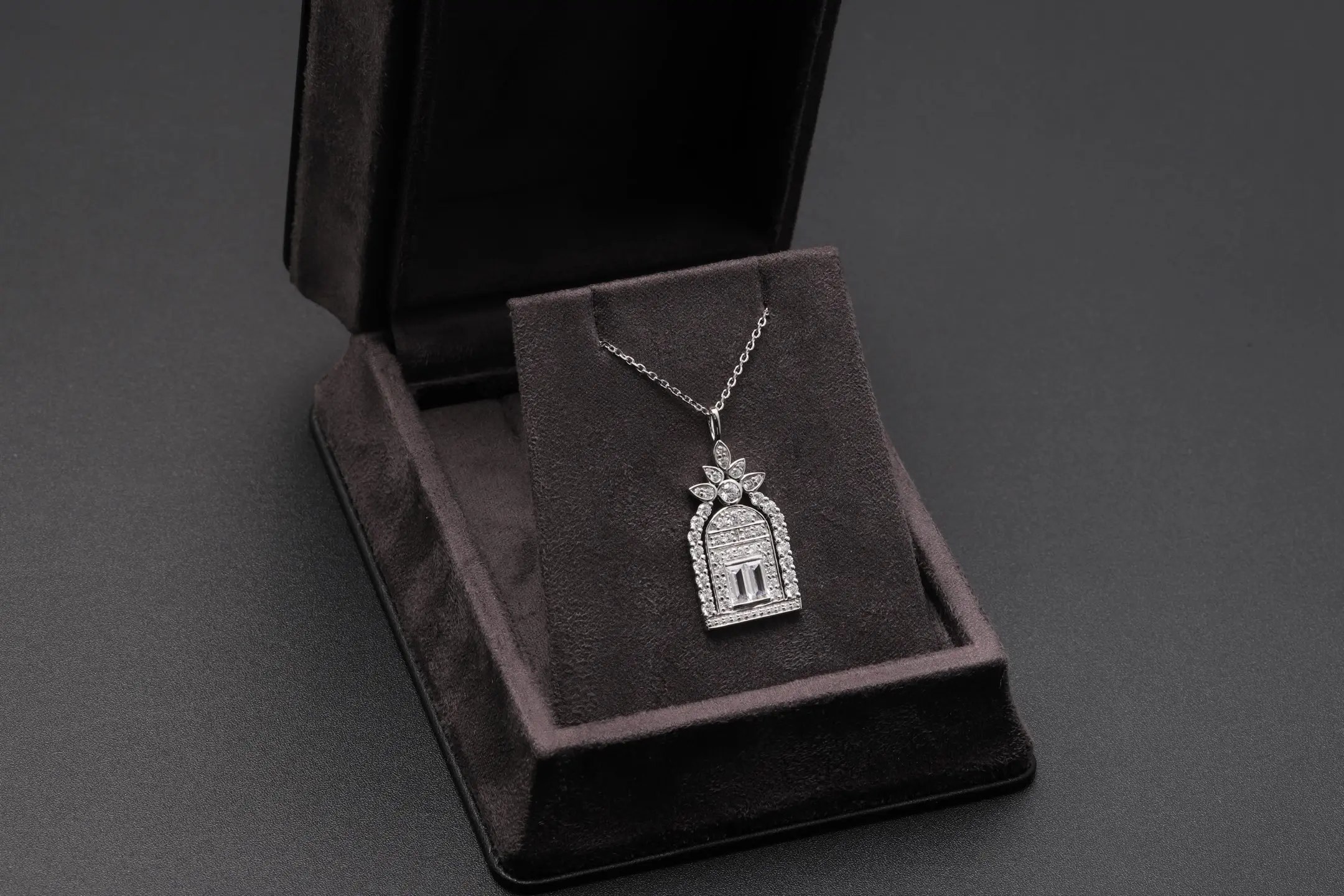 Moissanite Gate of Happiness Pendant Necklace (Sterling Silver) D55016958 — view 2