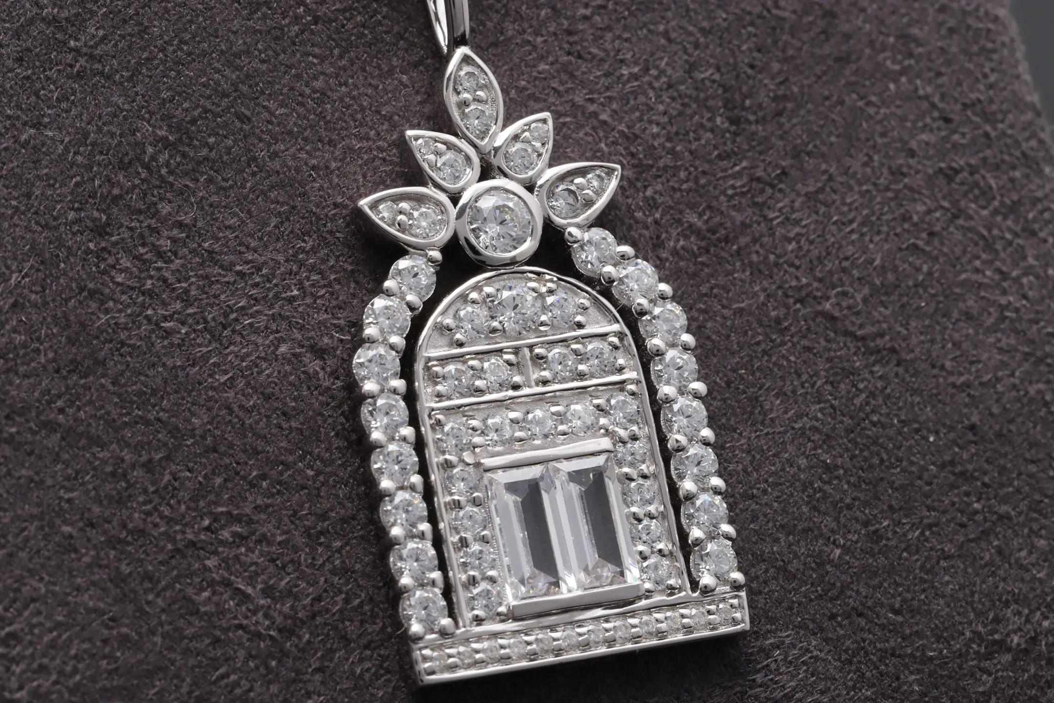 Moissanite Gate of Happiness Pendant Necklace (Sterling Silver) D55016958 — view 3