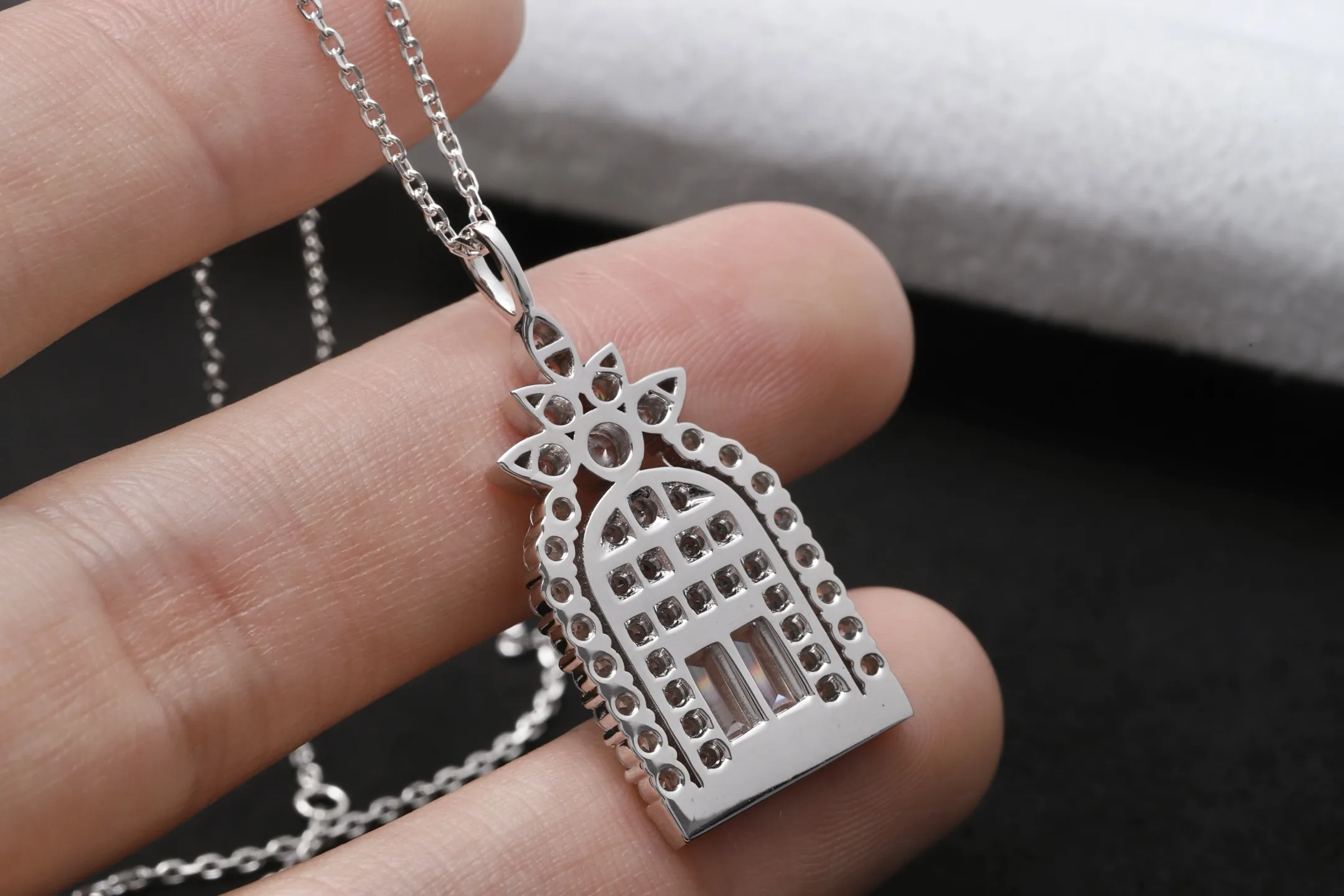 Moissanite Gate of Happiness Pendant Necklace (Sterling Silver) D55016958 — view 5