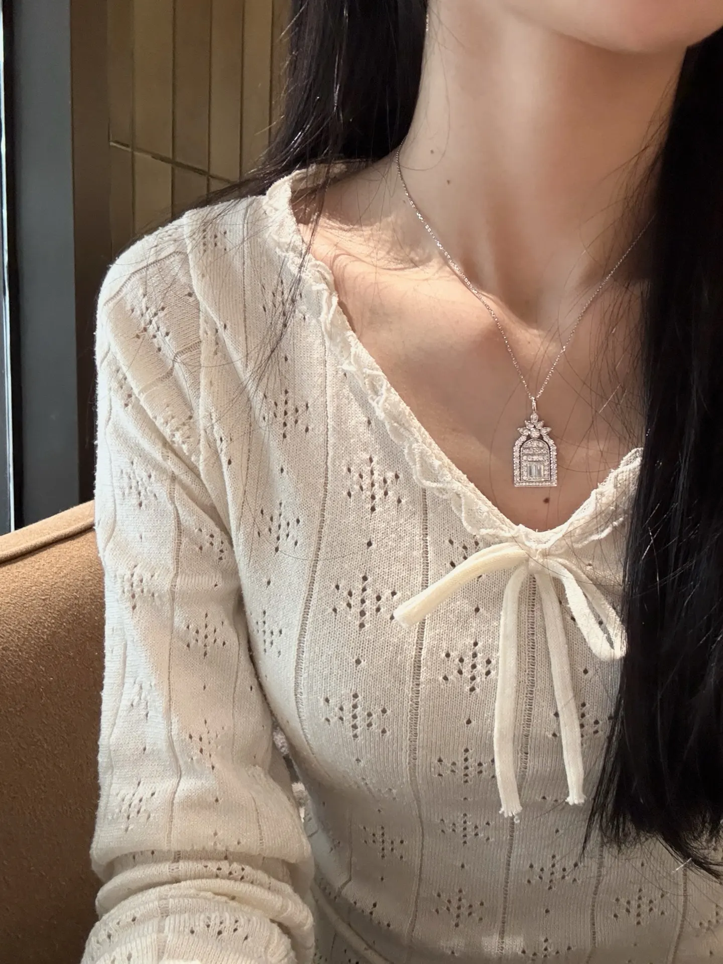 Moissanite Gate of Happiness Pendant Necklace (Sterling Silver) D55016958 — view 11
