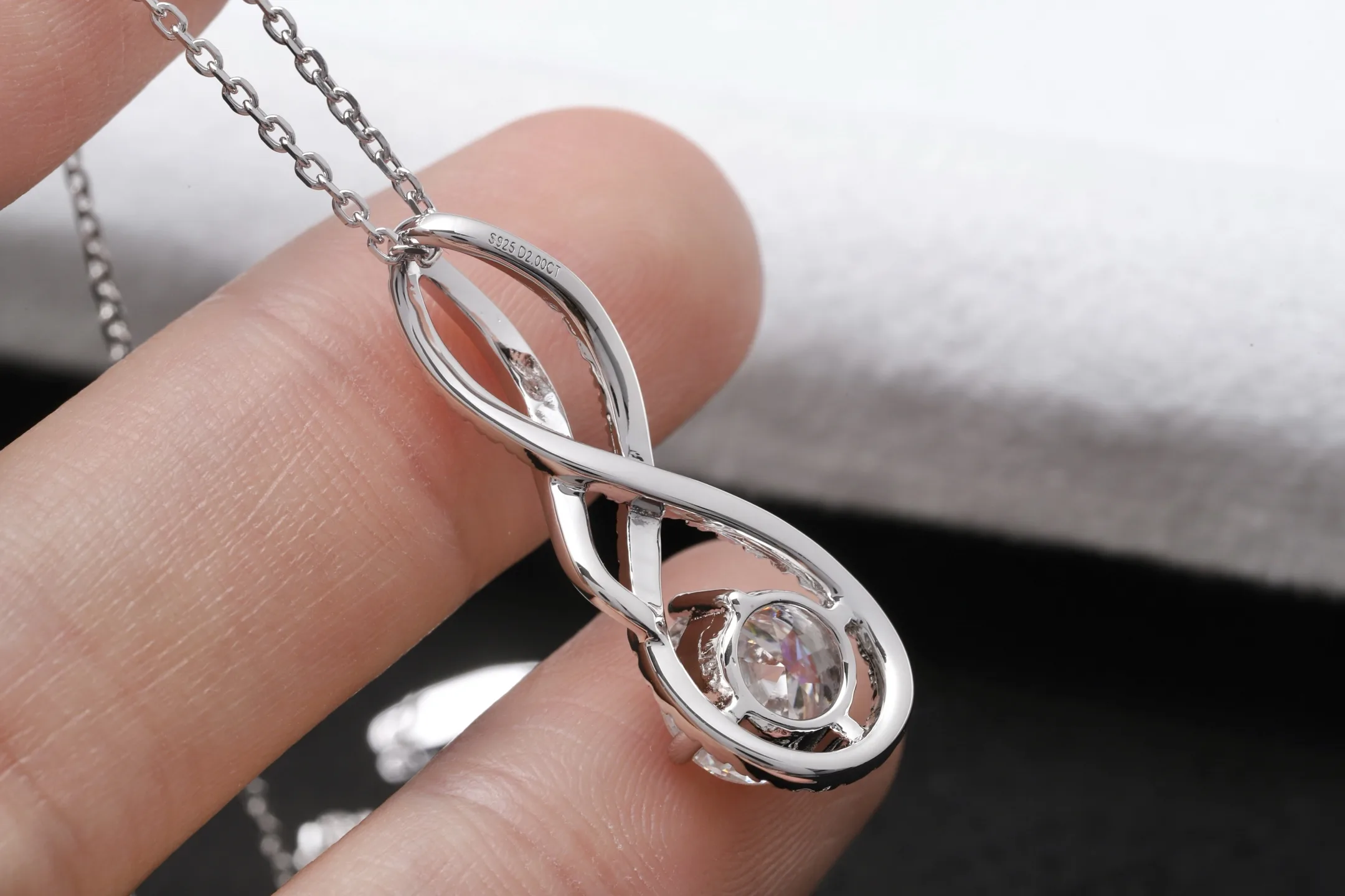 Moissanite Teardrop Pendant Necklace (Sterling Silver) D31516904 — view 5