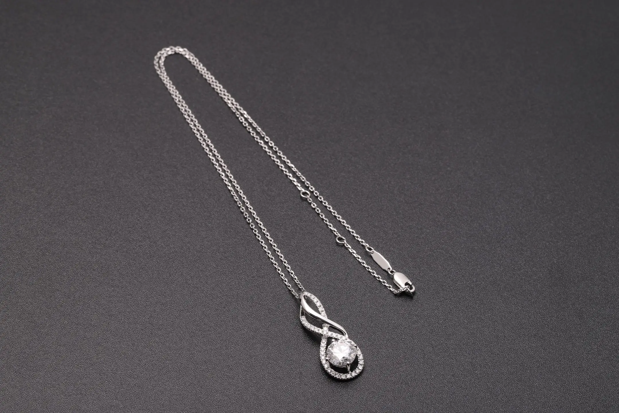 Moissanite Teardrop Pendant Necklace (Sterling Silver) D31516904 — view 8