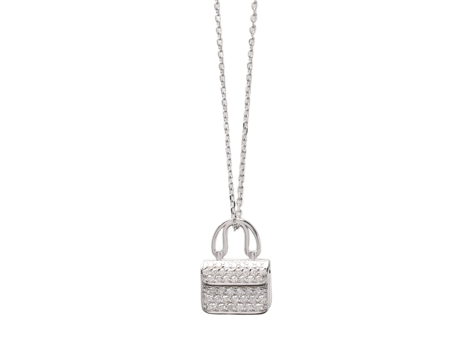 Moissanite Pavé Handbag Pendant Necklace (Sterling Silver) D32516905