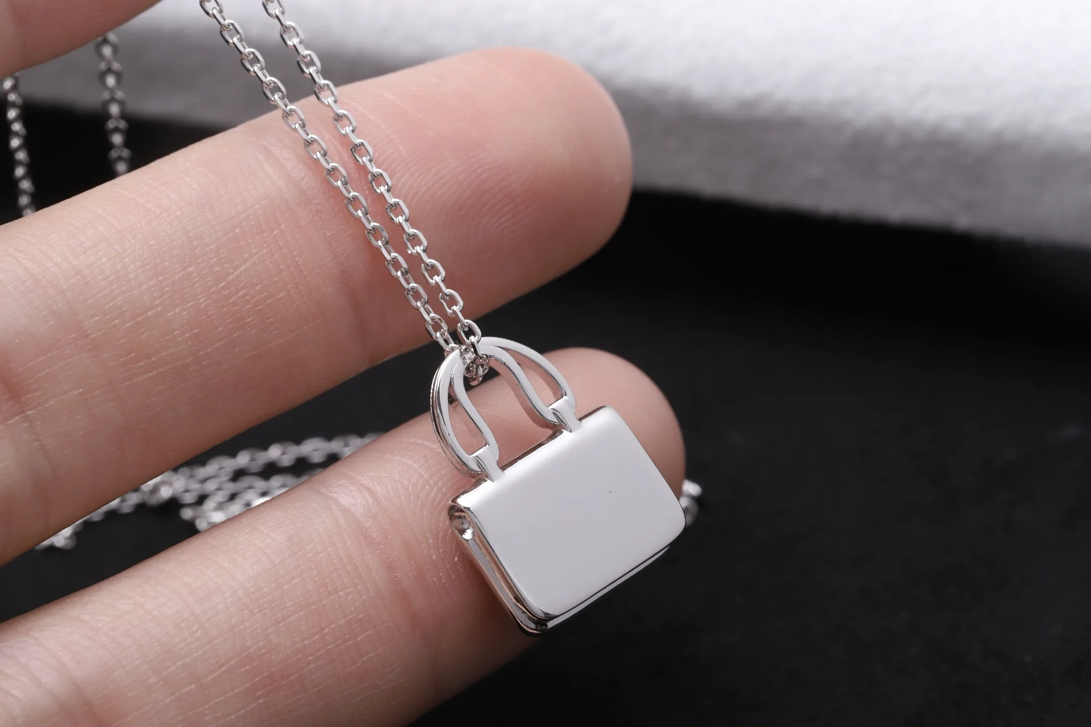 Moissanite Pavé Handbag Pendant Necklace (Sterling Silver) D32516905 — view 5